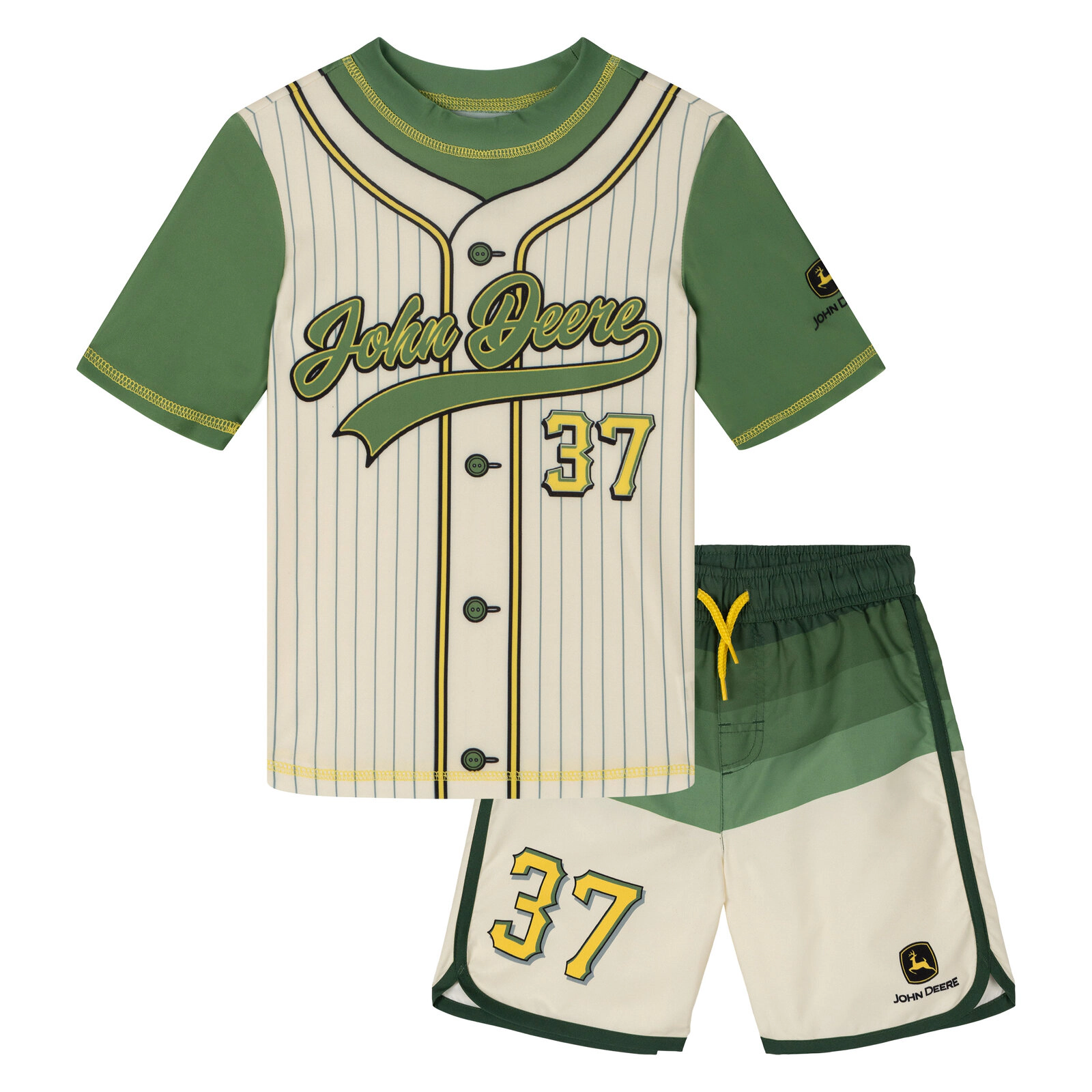 John Deere Boys' 2-Piece Rash Guard and Swim Trunks Set