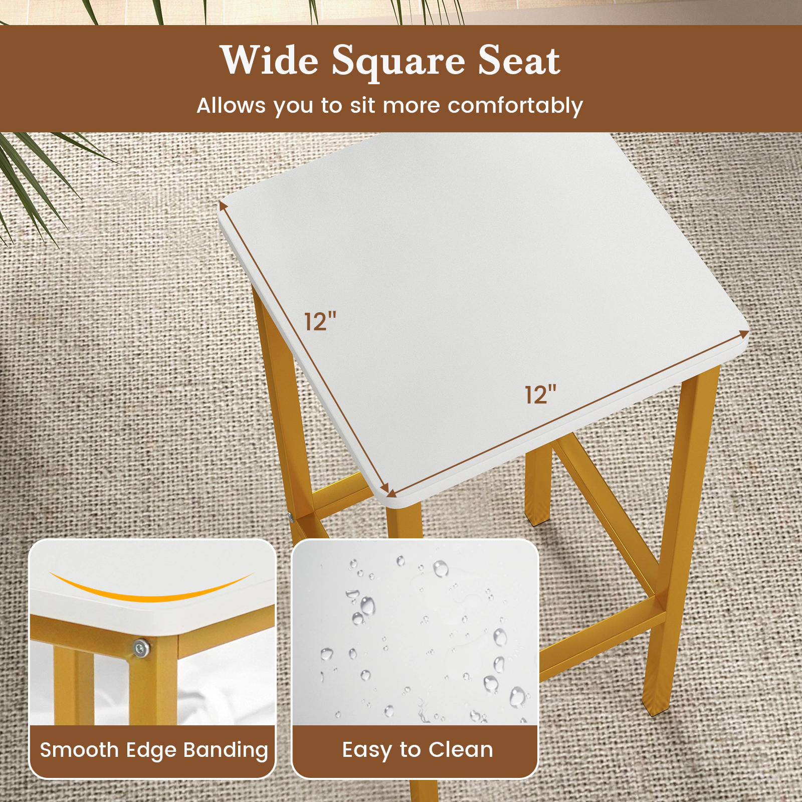 Glintex 4-Piece 26-Inch Backless Metal Counter Stool Set with Footrests, White