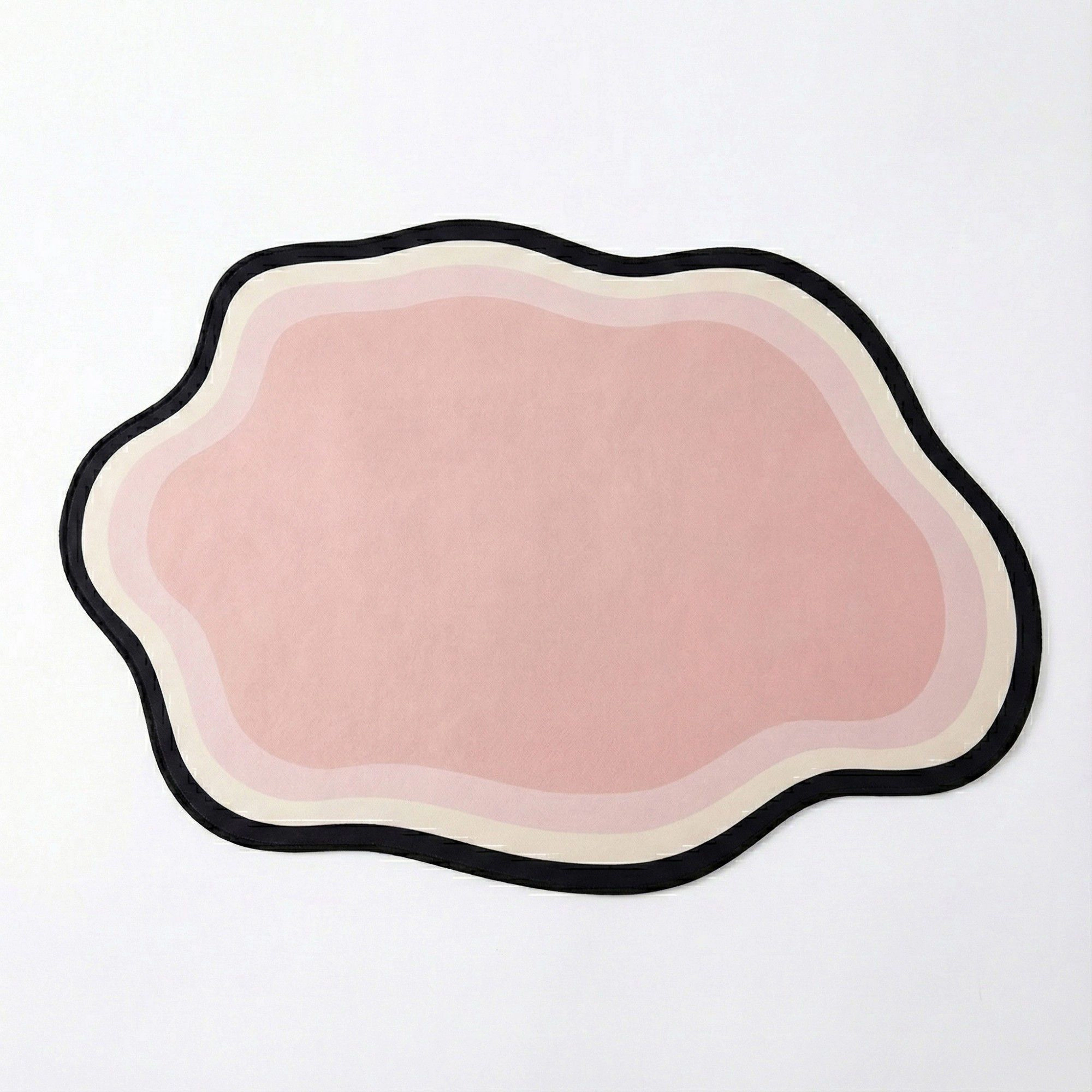 Alilang Unisex Irregular Shaped Floor Mat with Layered Wavy Edge Soft Surface Non Slip Backing Decorative Area Rug 11.8x