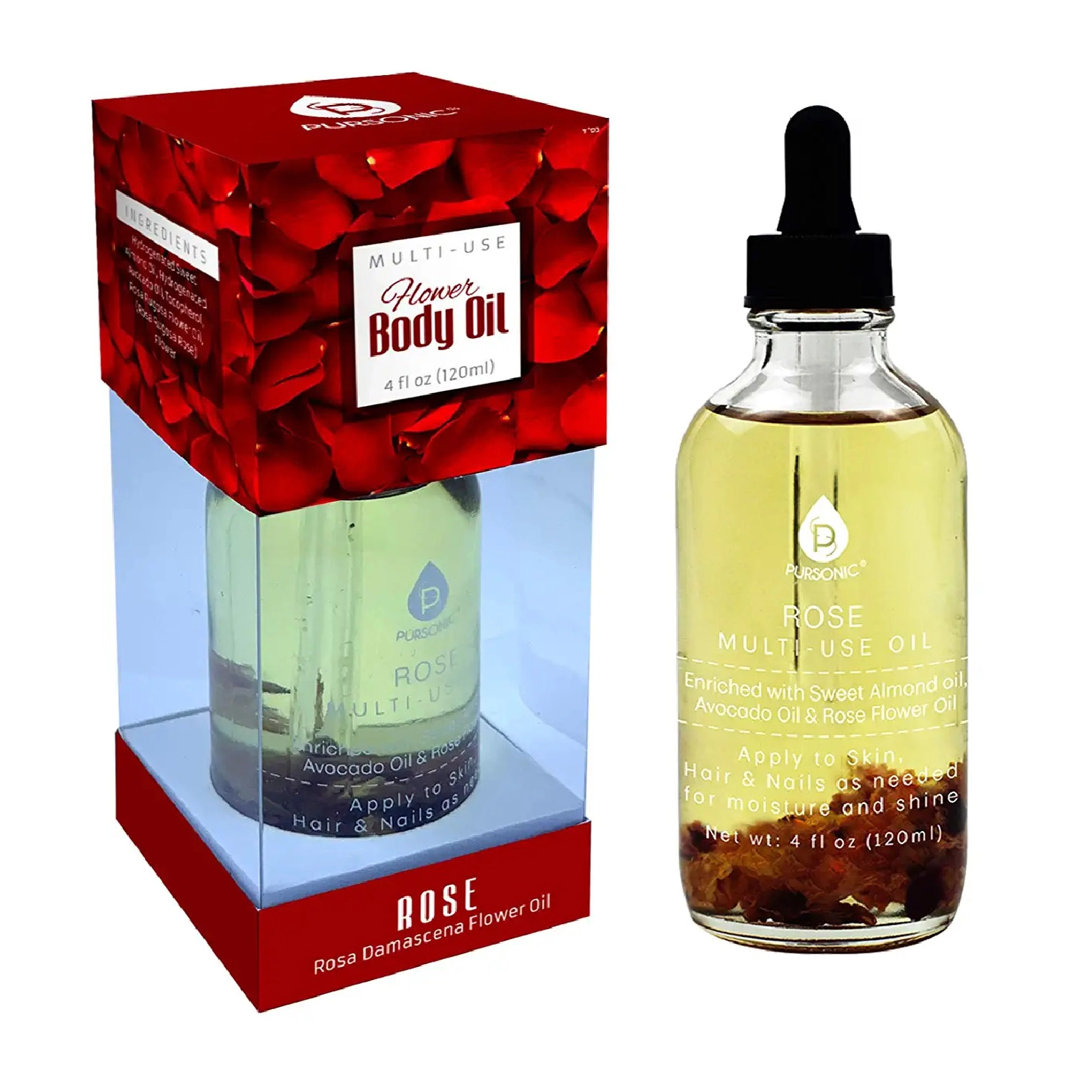 Pursonic Unisex Rose Flower Multi-Use Moisturizing Body Oil