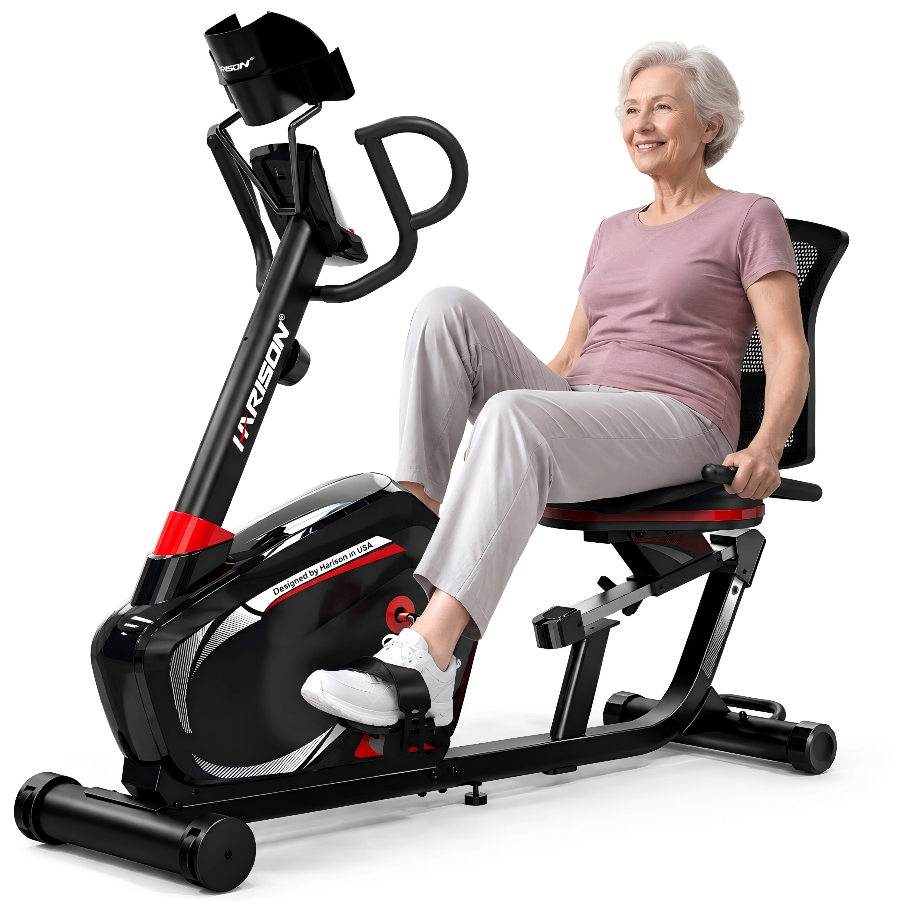 HARISON Recumbent Exercise Bike for Home, Magnetic Stationary Bike for Adults & Seniors with LCD & Tablet Holder
