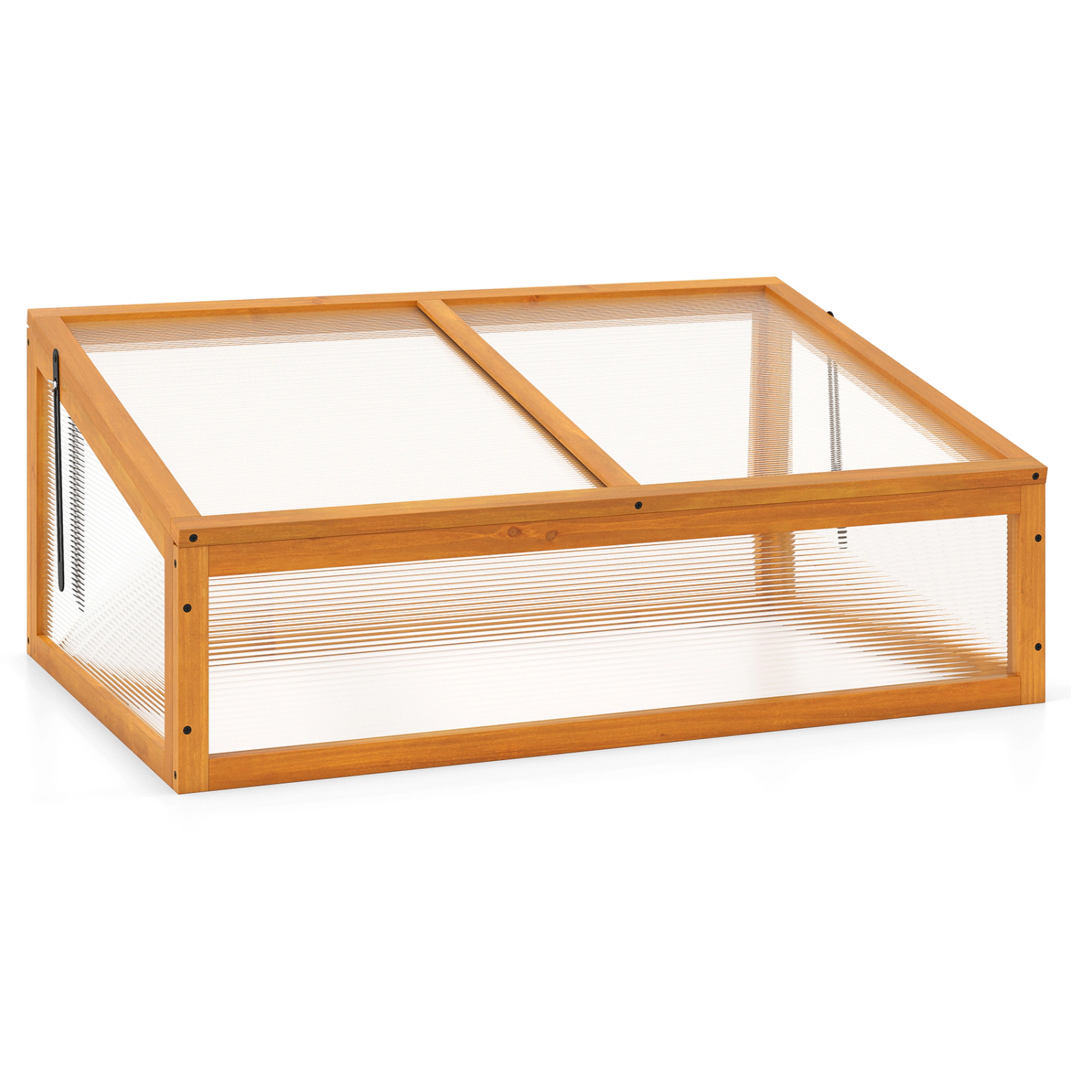 LJG Wood Cold Frame Greenhouse Raised Planter Bed Protection with Transparent Flip-Top Roof