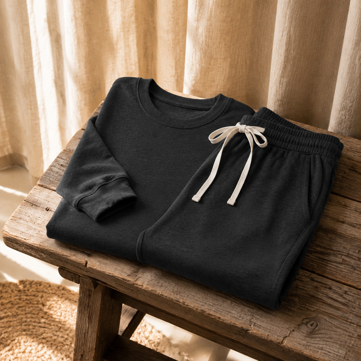 WZK Womens 2-Piece Long Sleeve Soft Crewneck Sleepwear Lounge Set