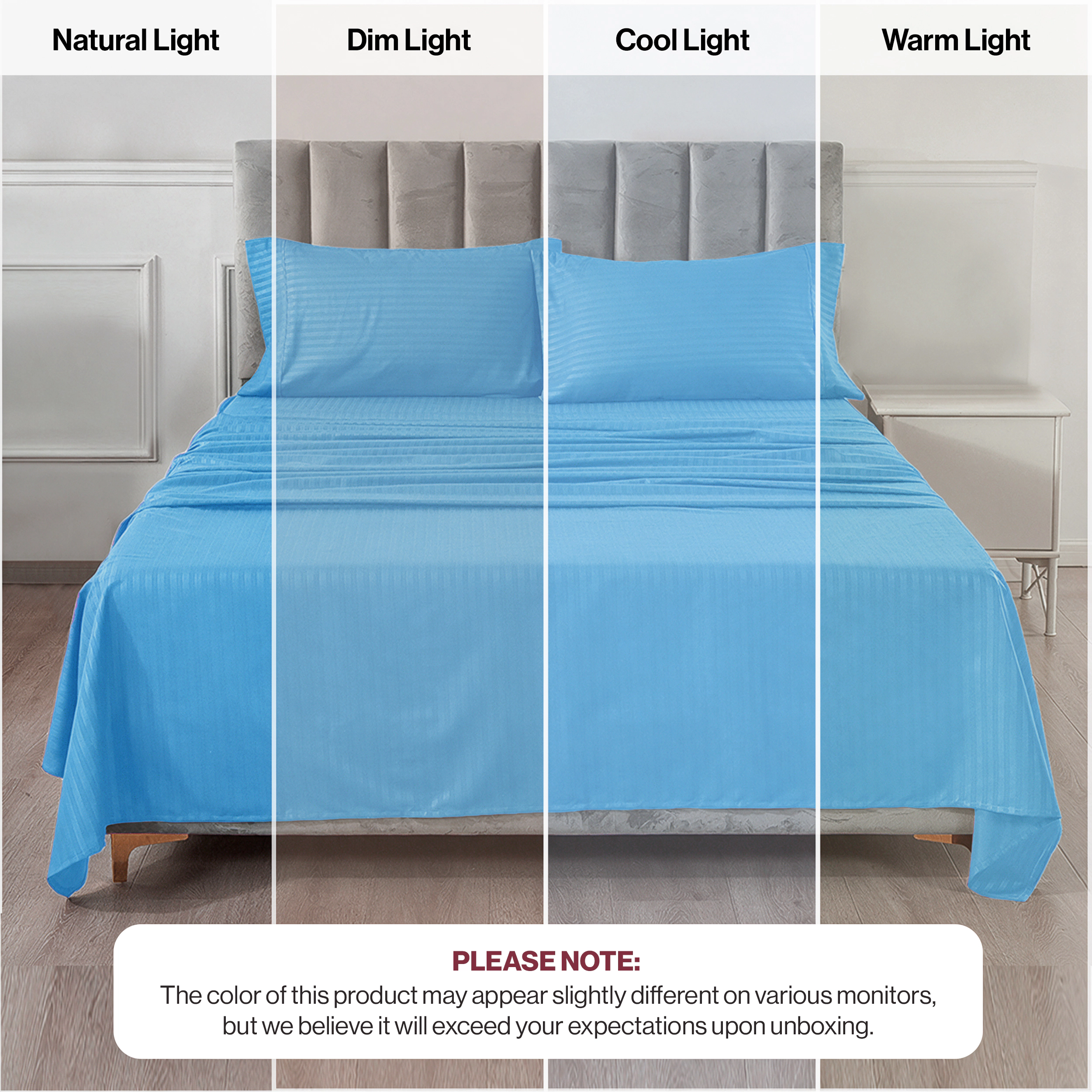 Lux Decor Collection 4-Piece Sheet Set Hypoallergenic Breathable Stripe Bedsheets with Pillowcases