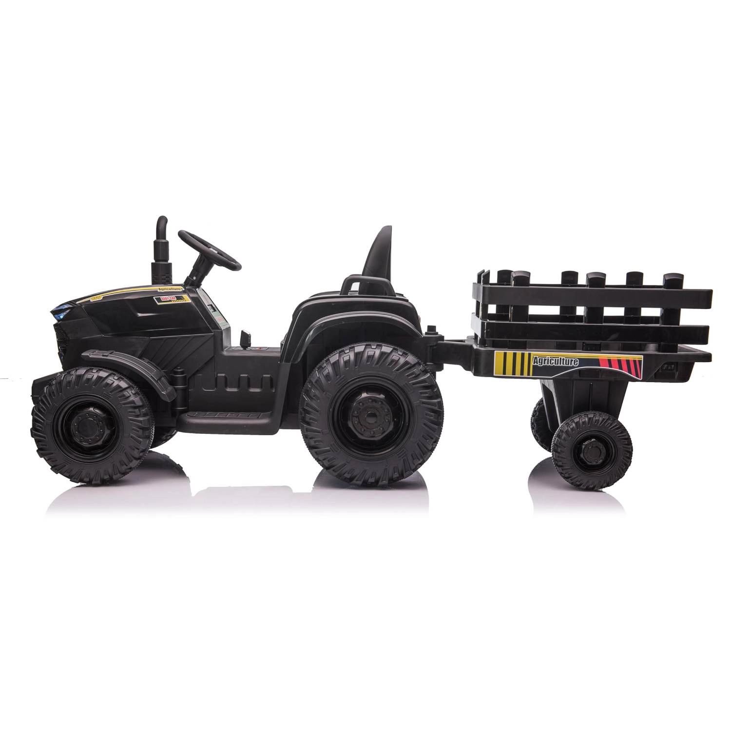 Enjyam 12V Kids Ride-On Tractor with Trailer, Electric Dual Motors, LED Lights for Ages 3-6