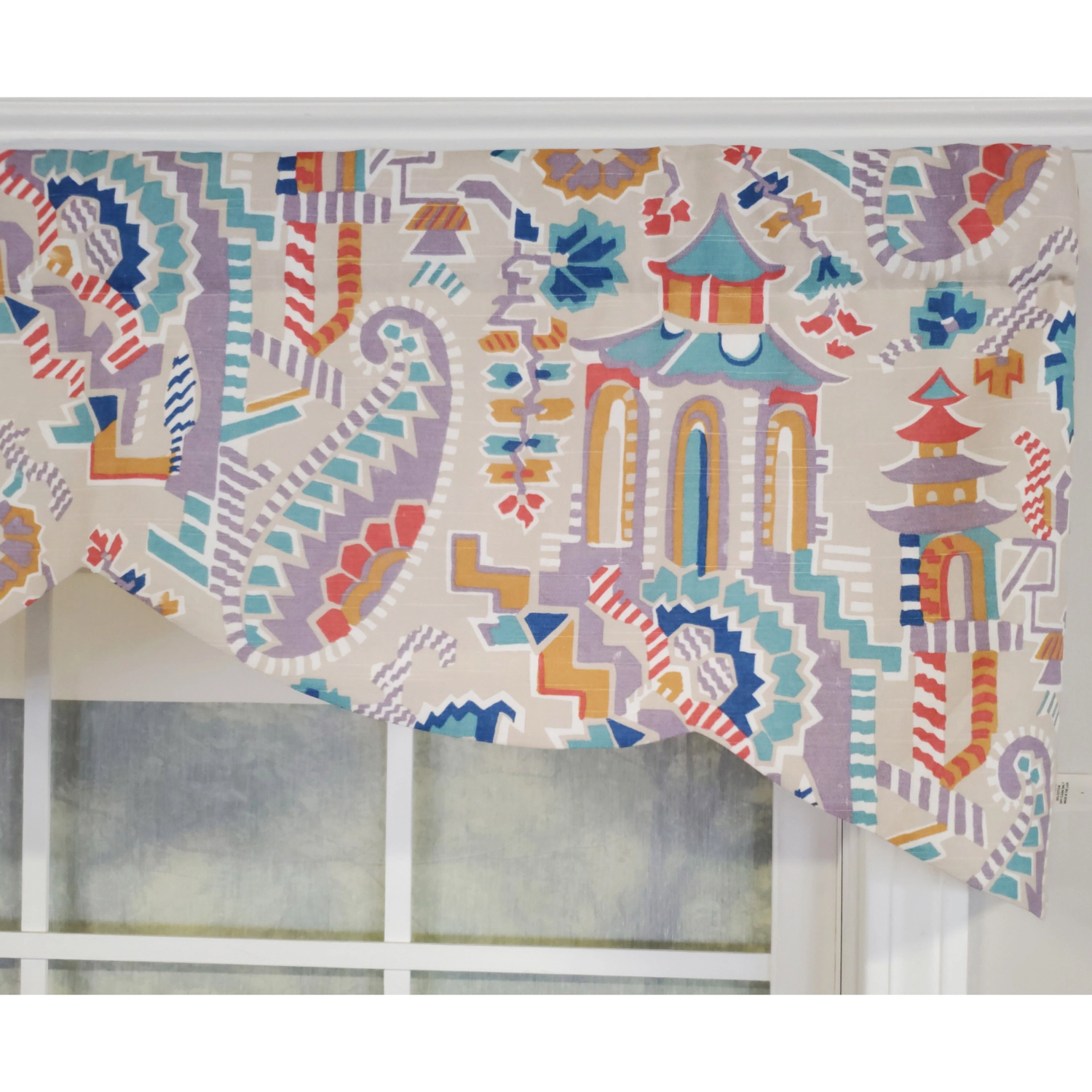 RLF Home 3" Rod Pocket High Quality Fabric Tea House Stamford Valance for Windows 50" x 16" Multi