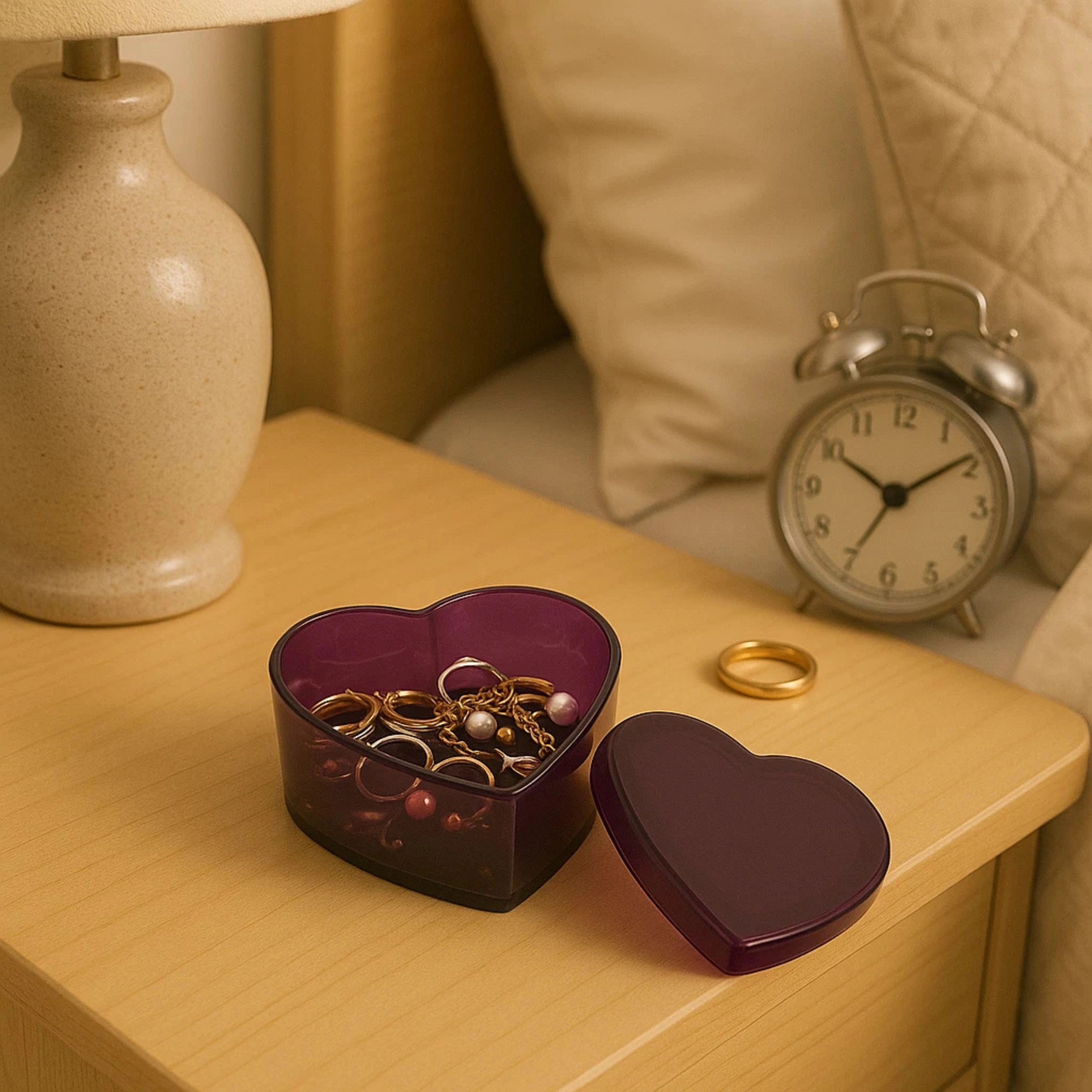Home Collection Purple Heart Shaped Storage Box with Lid