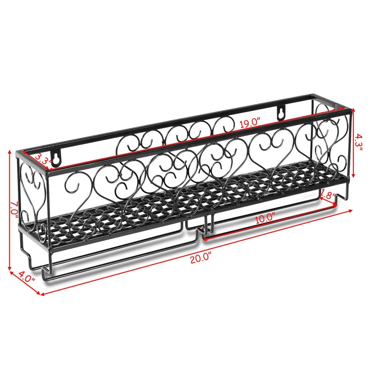 SlickBlue Wall Mounted Wine Rack with Glass Holder and Bottle Storage