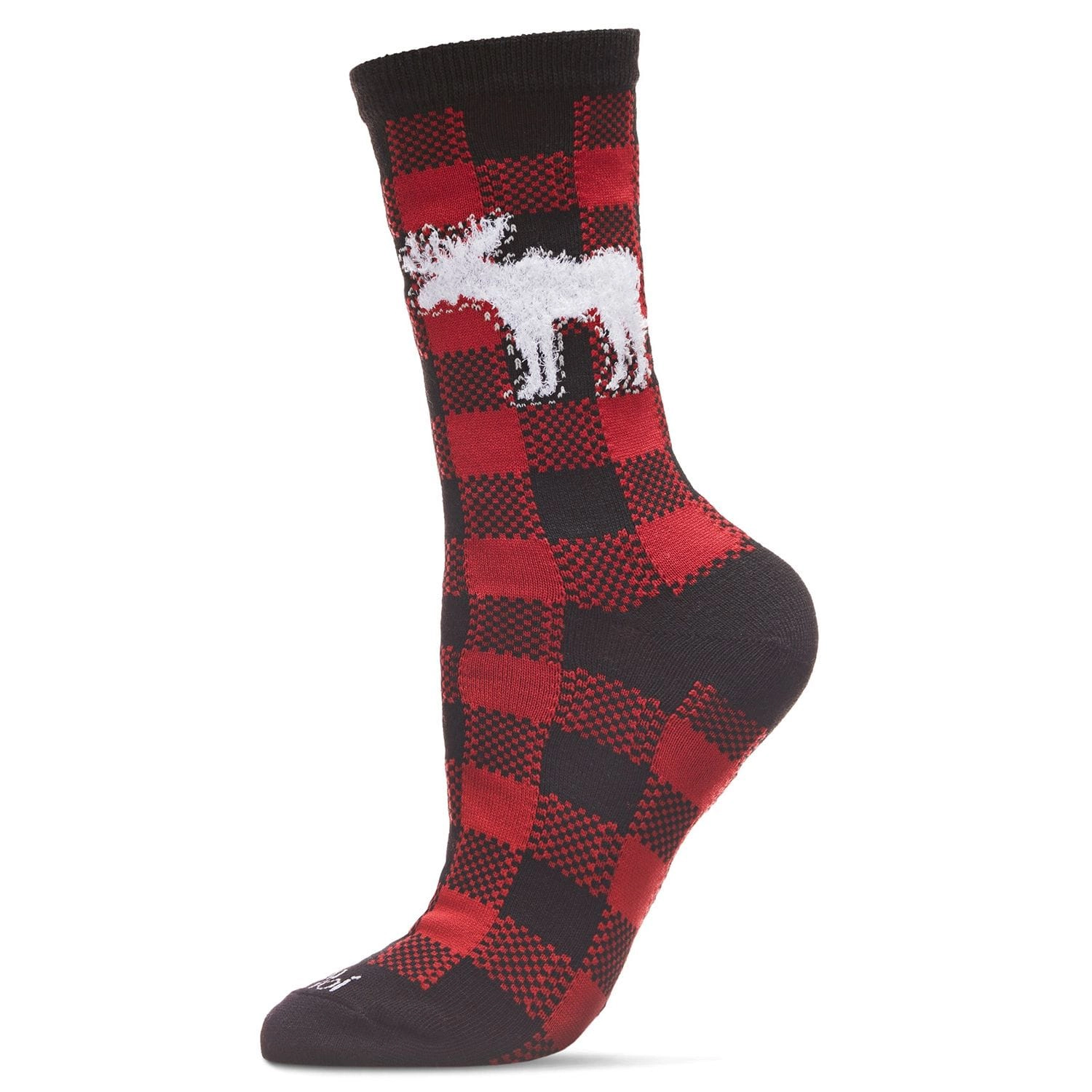 MeMoi Buffalo Plaid Moose Holiday Crew Socks