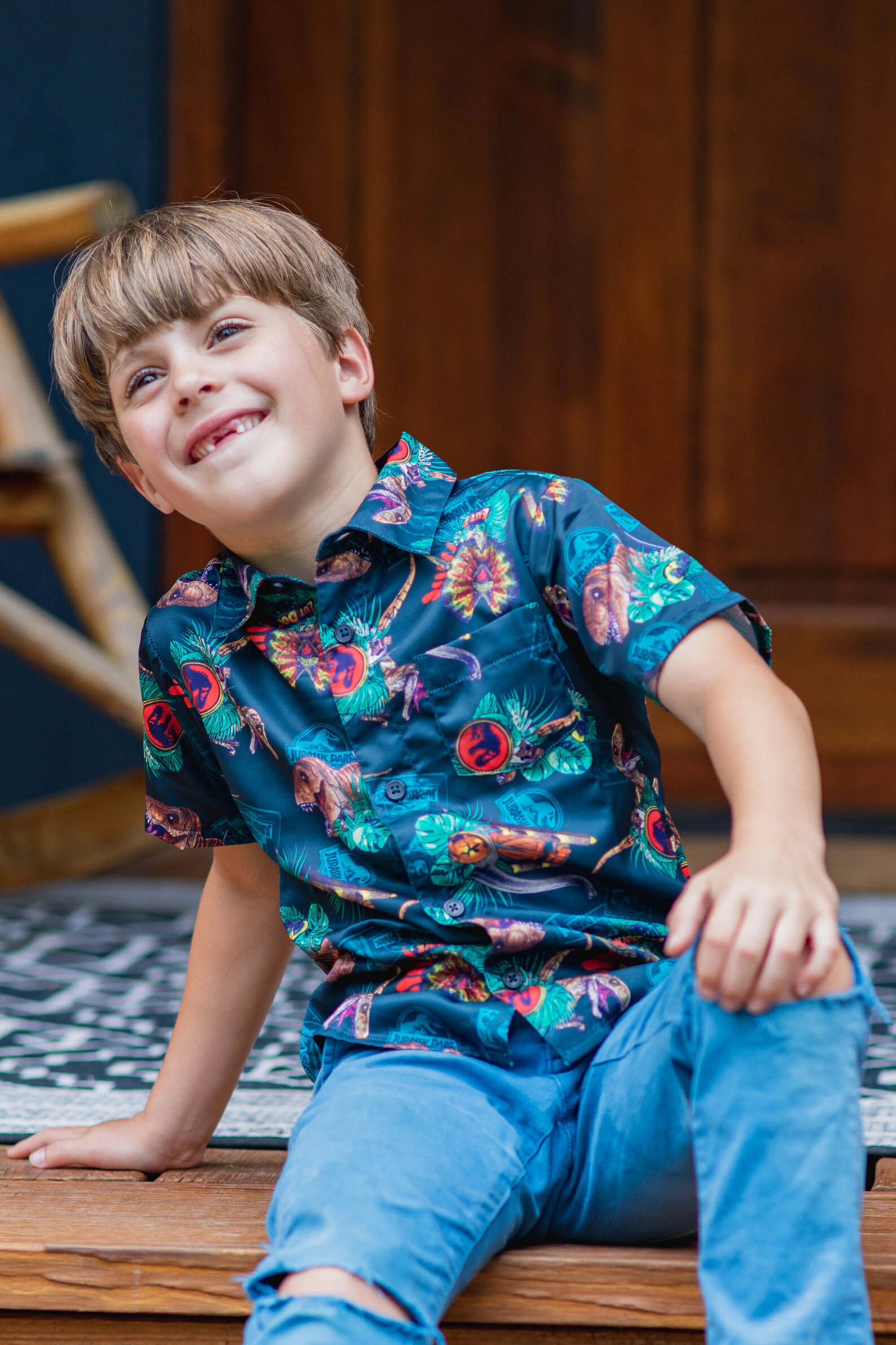 Jurassic World Park T-Rex Matching Family Hawaiian Short Sleeve Button Down Shirt