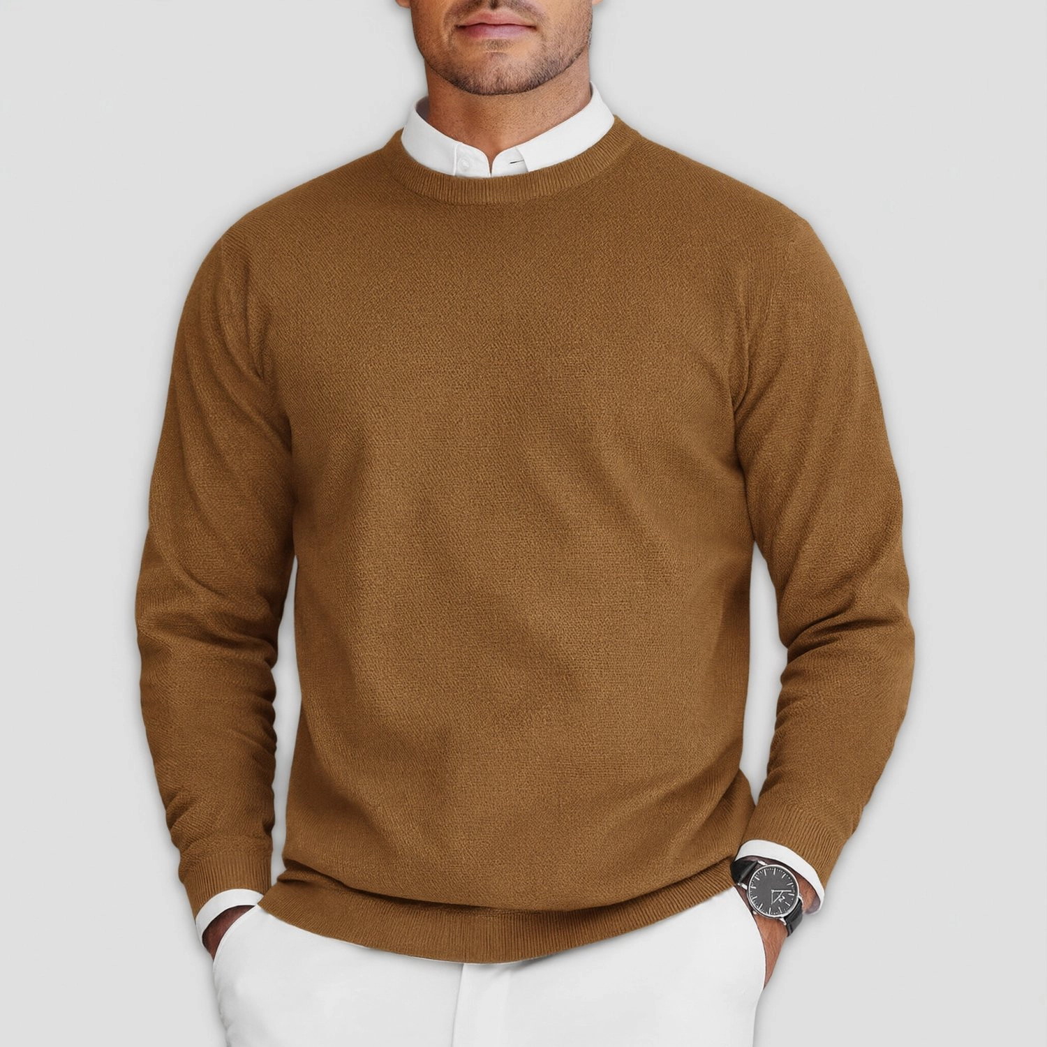 COOFANDY Mens Classic Crew Neck Sweater Long Sleeve Ribbed Trim Pullover Fall Tops