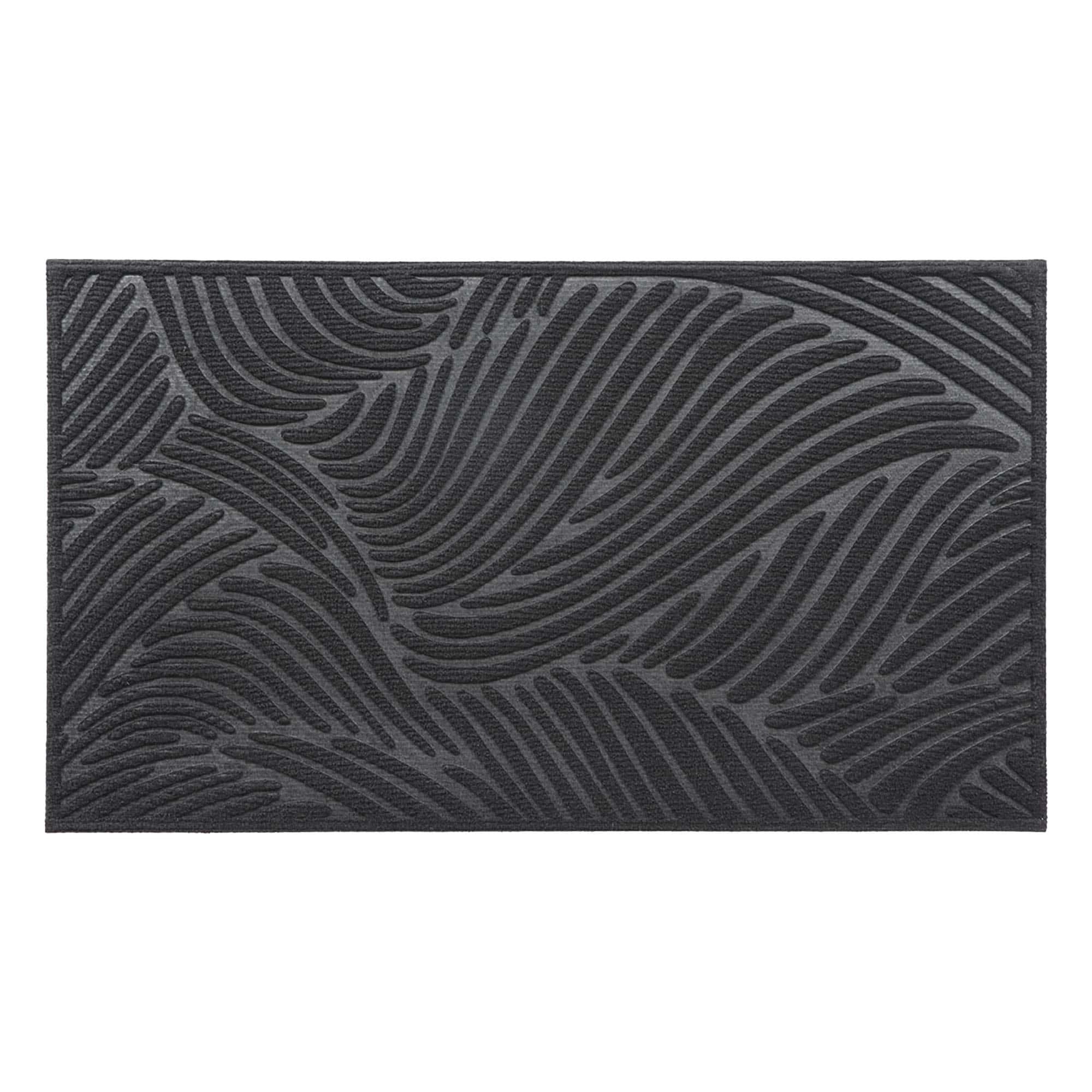 Evideco French Home Goods Gray Raised Wave Polyester Doormat 30 x 18 Inches