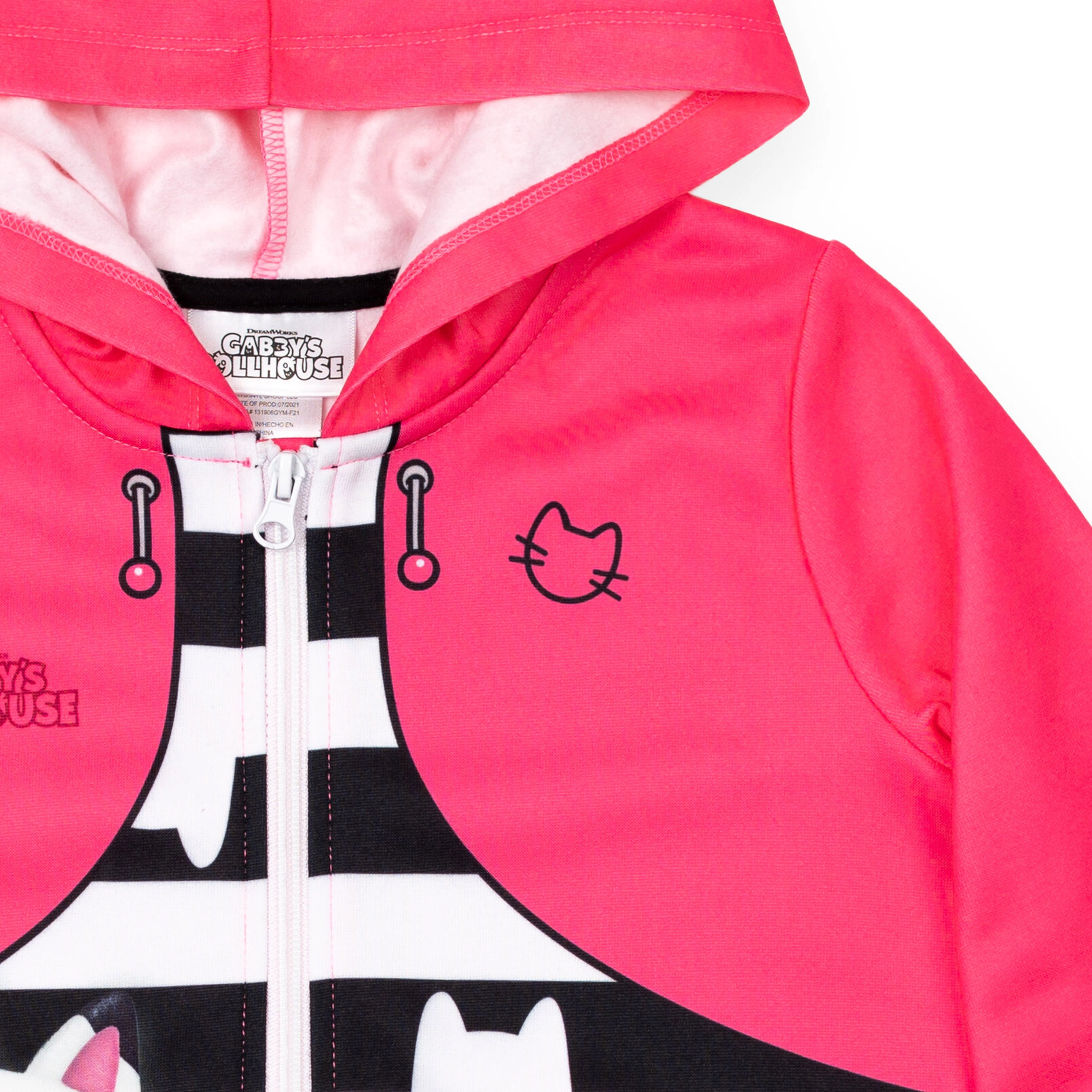 Dreamworks Gabby's Dollhouse Pandy Paws Girls' Fleece Cosplay Zip-Up Hoodie