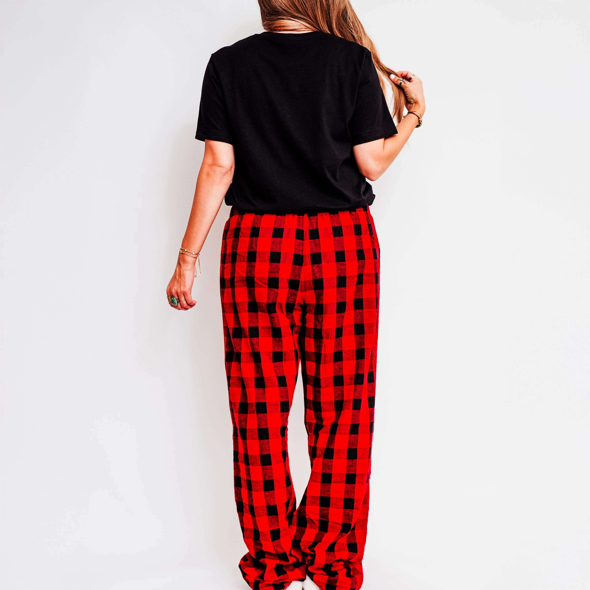 Simply Sage Market - Women's Plaid Pants and Tee Set North Pole Varsity Outlines