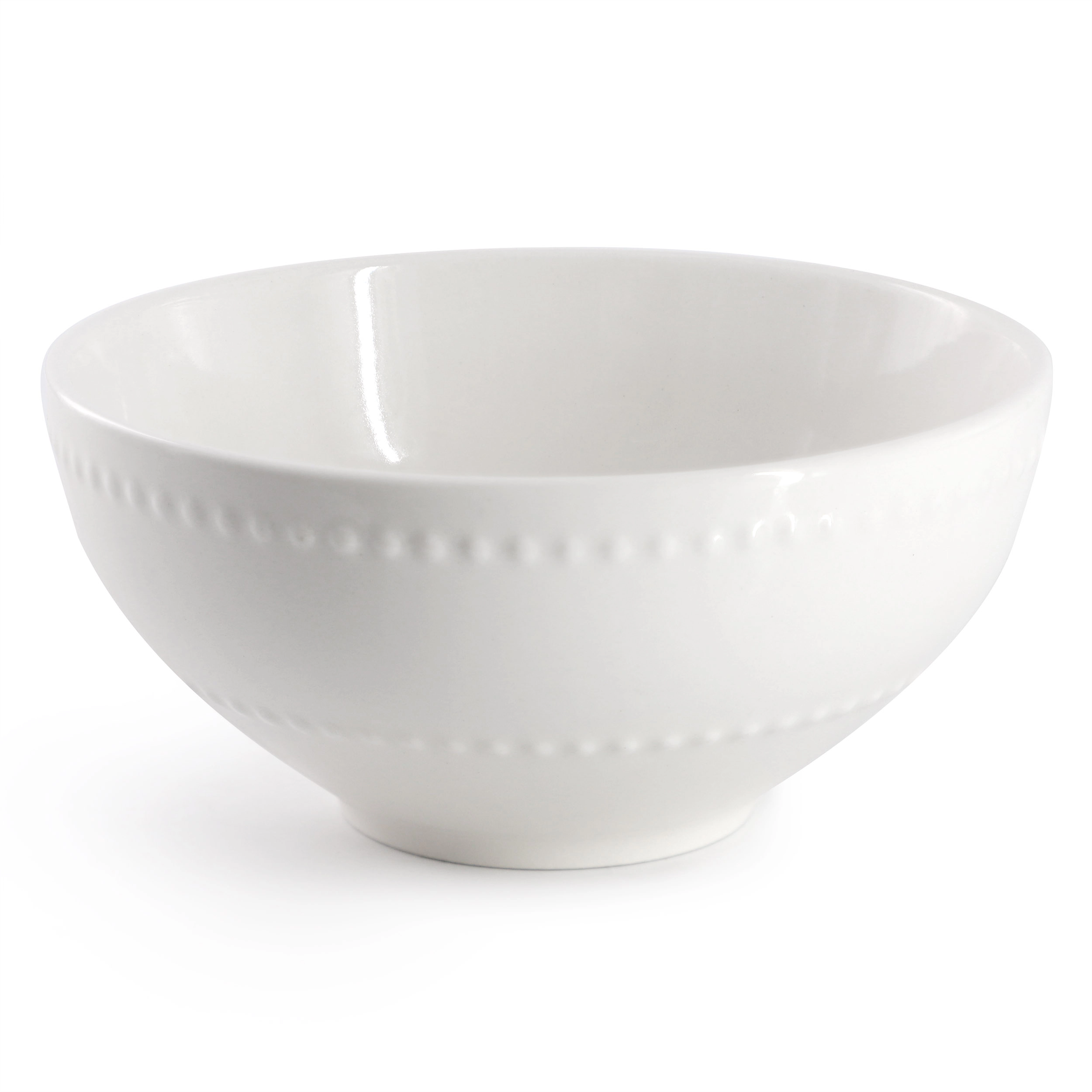 Elama Olevia 6 Piece Embossed Dot Stoneware Cereal Bowl Set in White