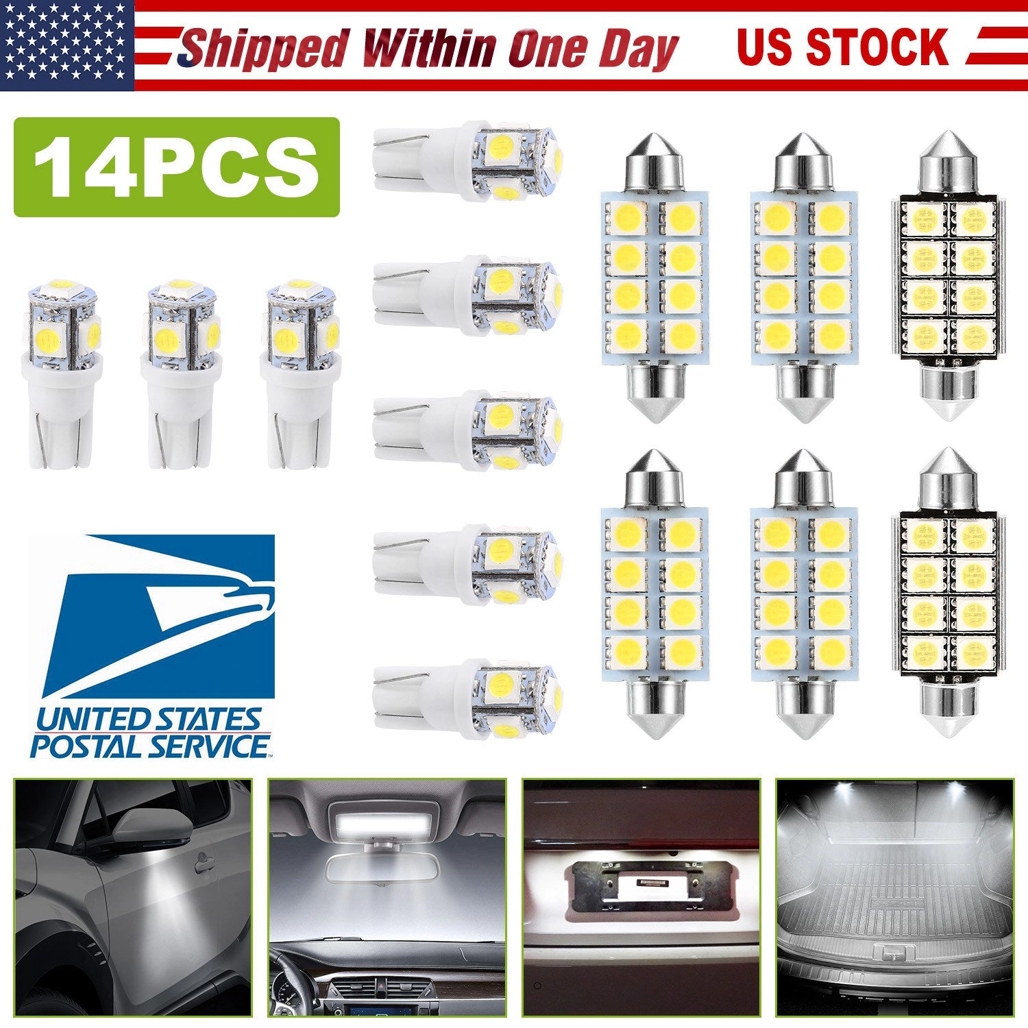 GBruno 14-Piece LED Interior Car Light Bulb Kit