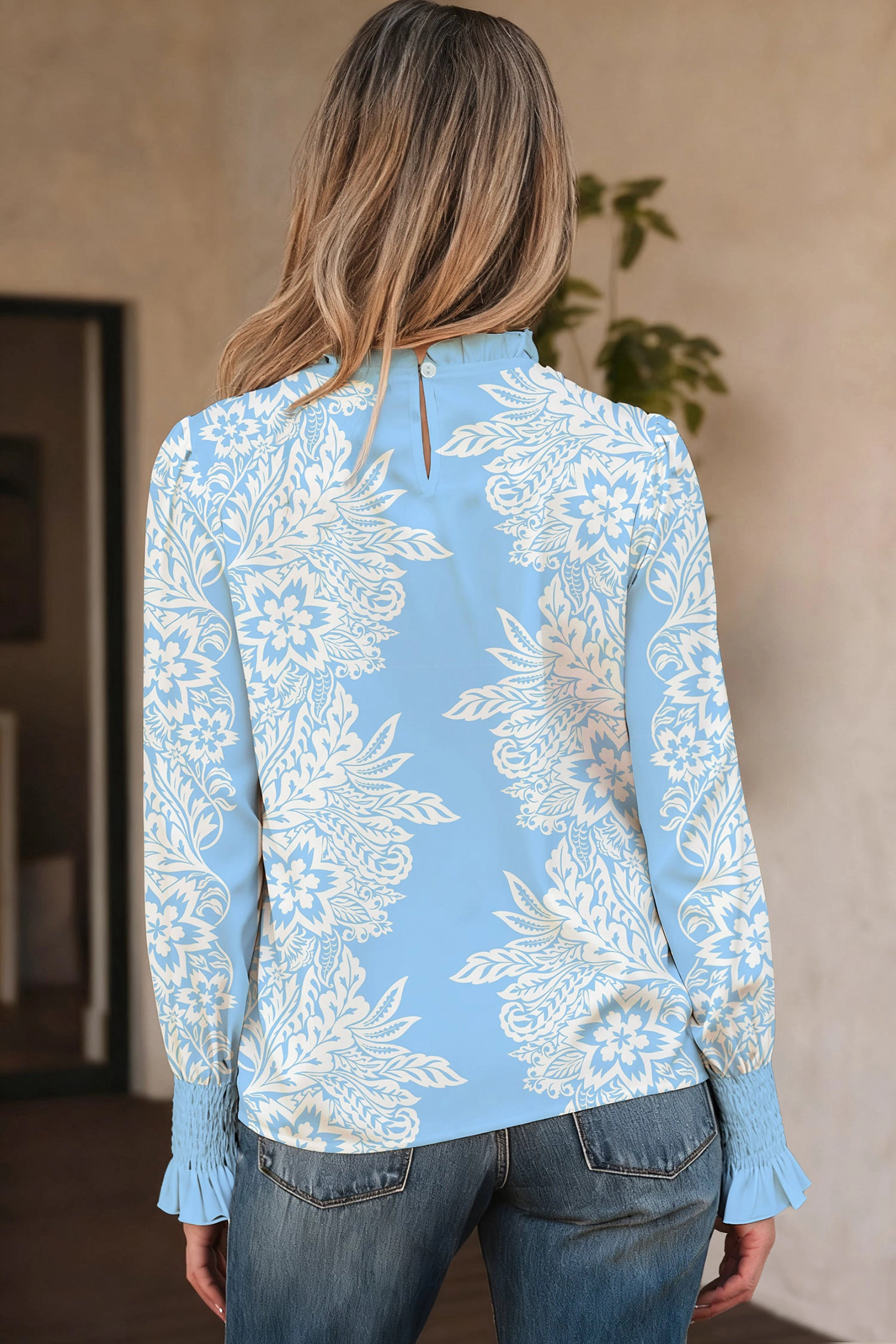 Threaded Pear Women's Lilith Puff Sleeve Flower Blouse