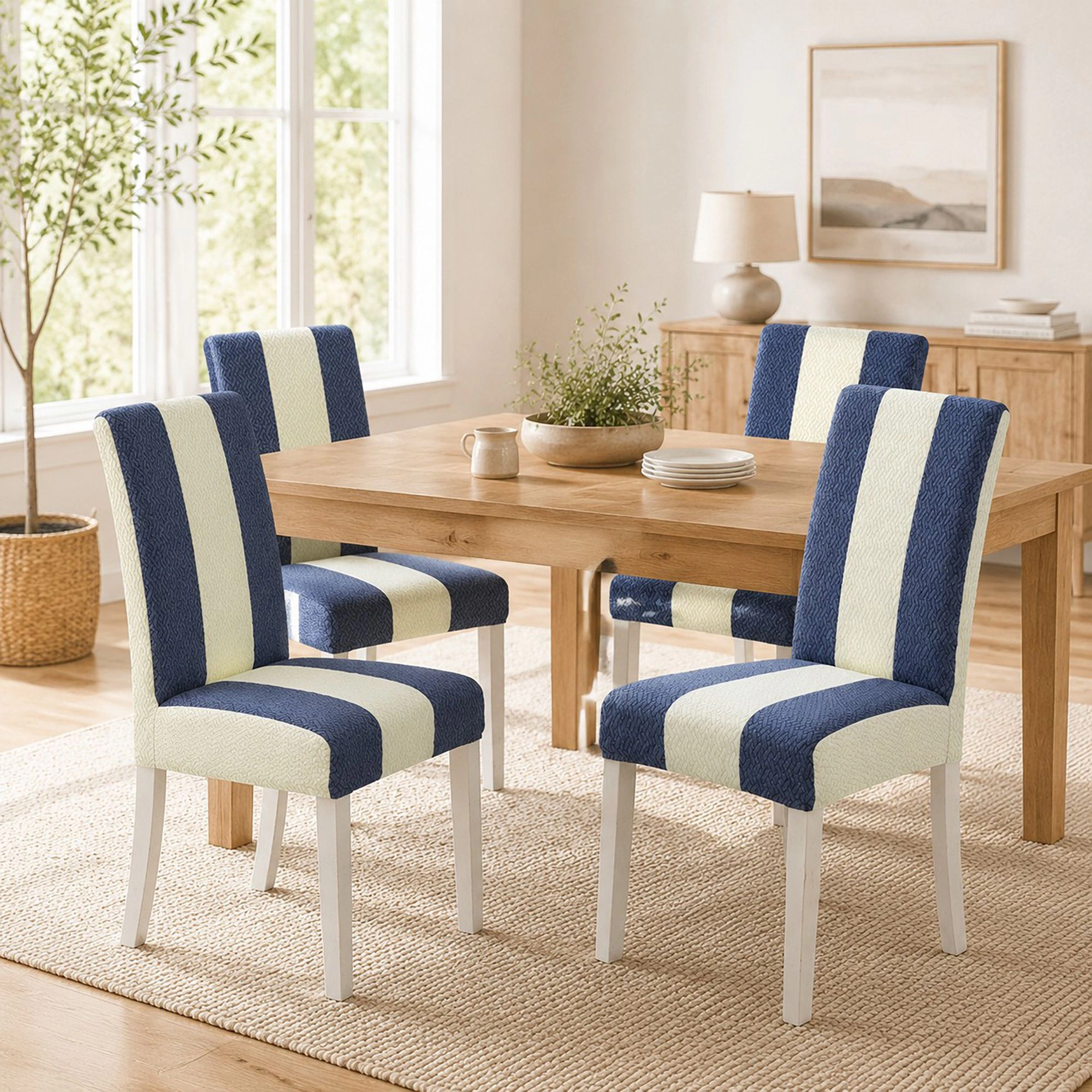 Alilang Two Tone Stretch Dining Chair Cover with Textured Jacquard Design
