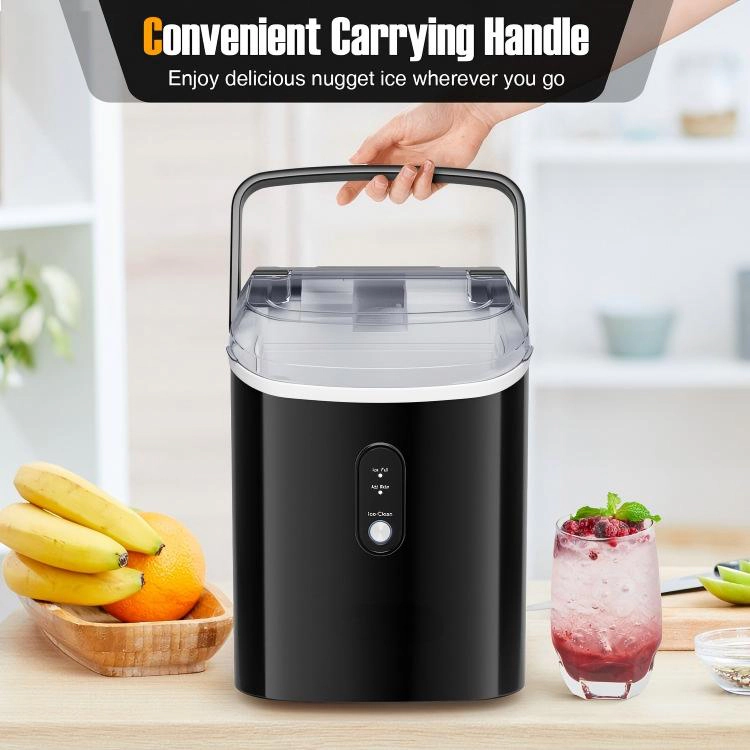 SUGIFT Nugget Countertop Ice Maker with Soft Chewable Pellet Ice 34-lb Daily Capacity 12.7-in Tall Black/Silver