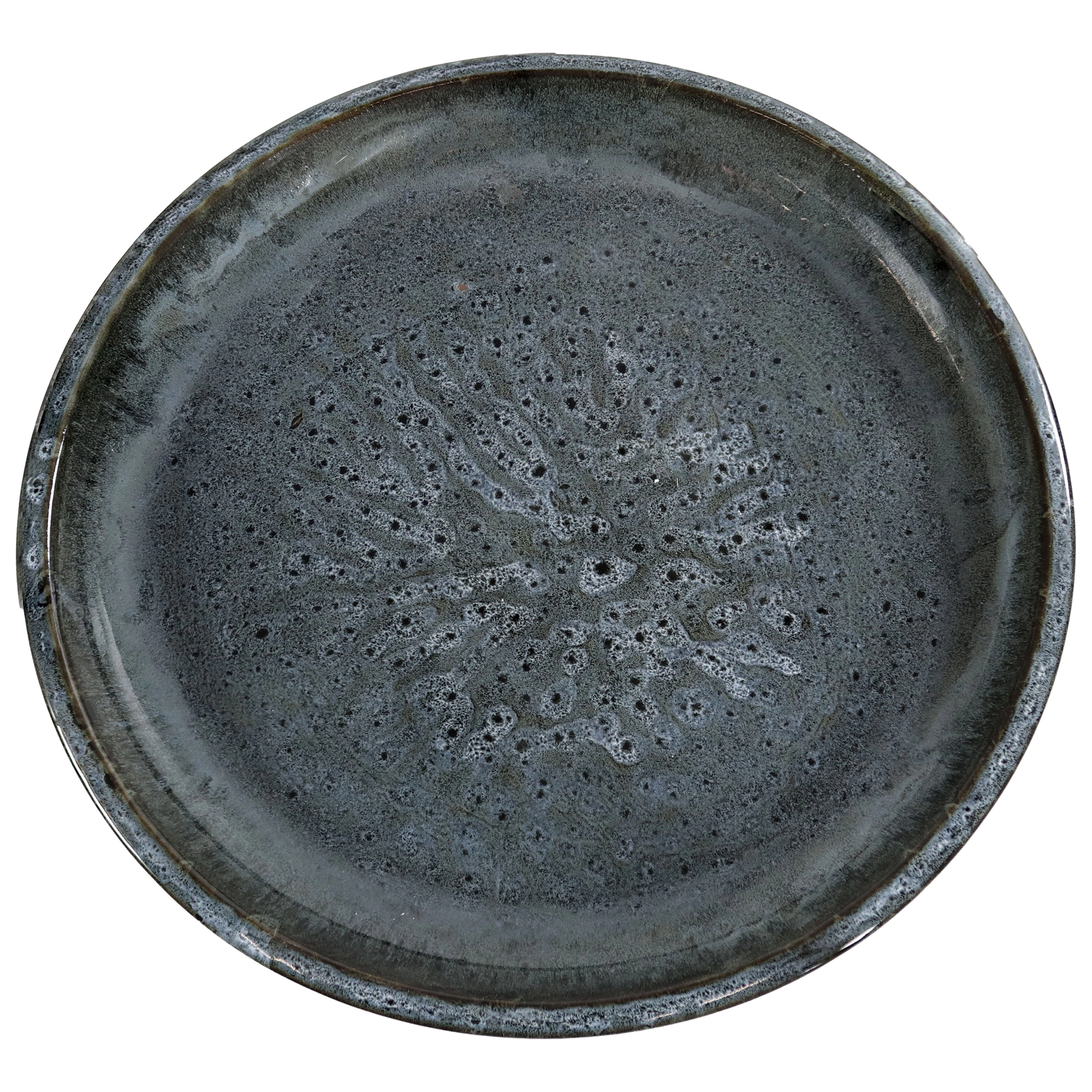 Sunnydaze Toulon Outdoor Ceramic Birdbath, 24.5” H, Black Mist Glaze