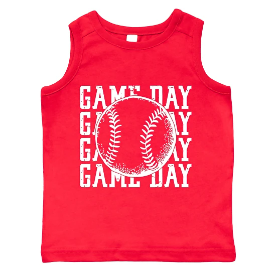 The Juniper Shop - Distressed Game Day Baseball - Toddler Graphic Tank