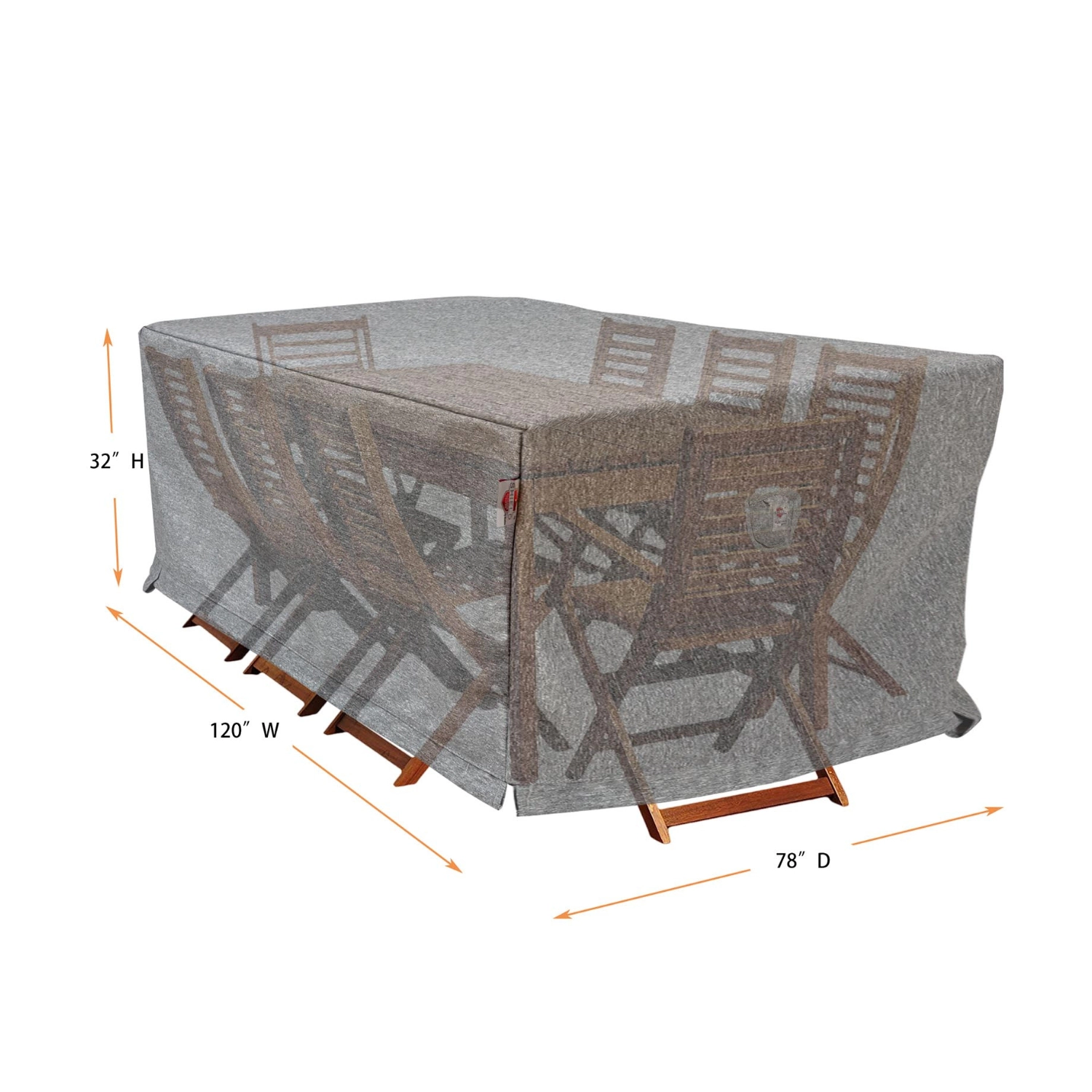 Summerset Shield Platinum 3-Layer Polyester Water Resistant Outdoor Dining Set Cover - 120x78", Grey Melange