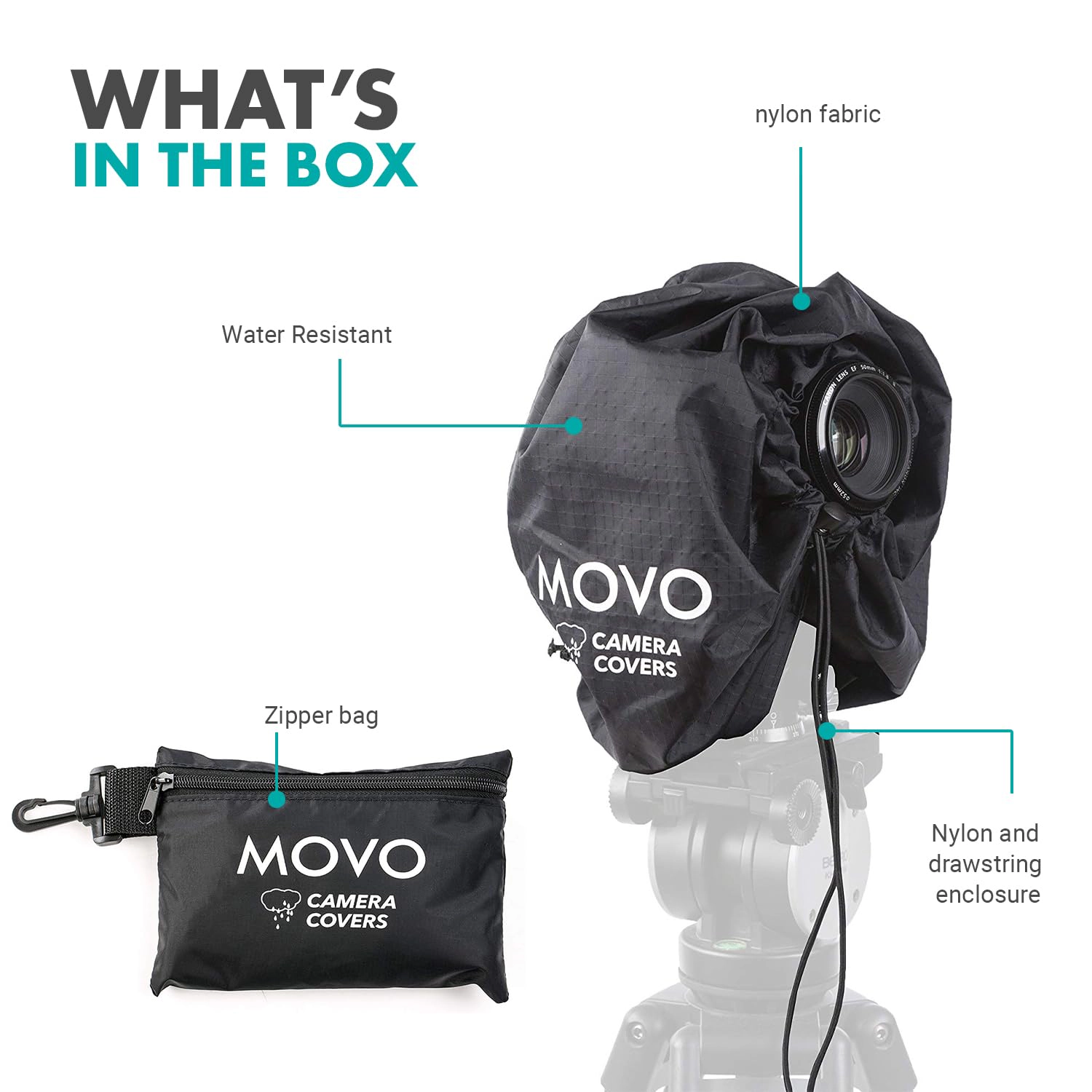 Movo CRC11 Camera Rain Coat Rain Cover for DSLR Cameras and Mirrorless Cameras and Lens (Junior Size: 11" x 14.5")