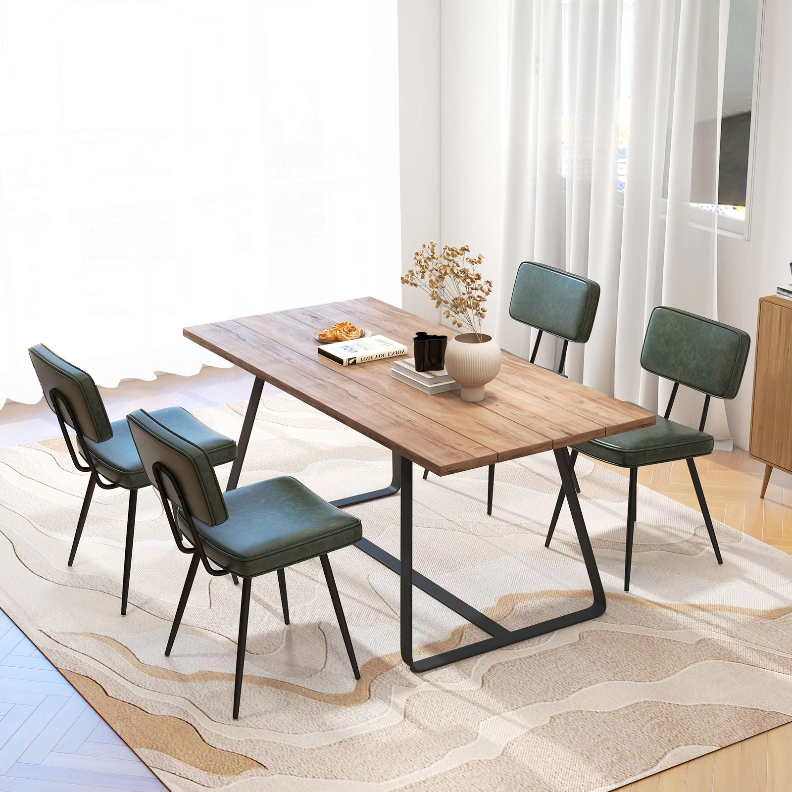 LJG Dining Chair Set of 2 with Padded Backrest and Seat