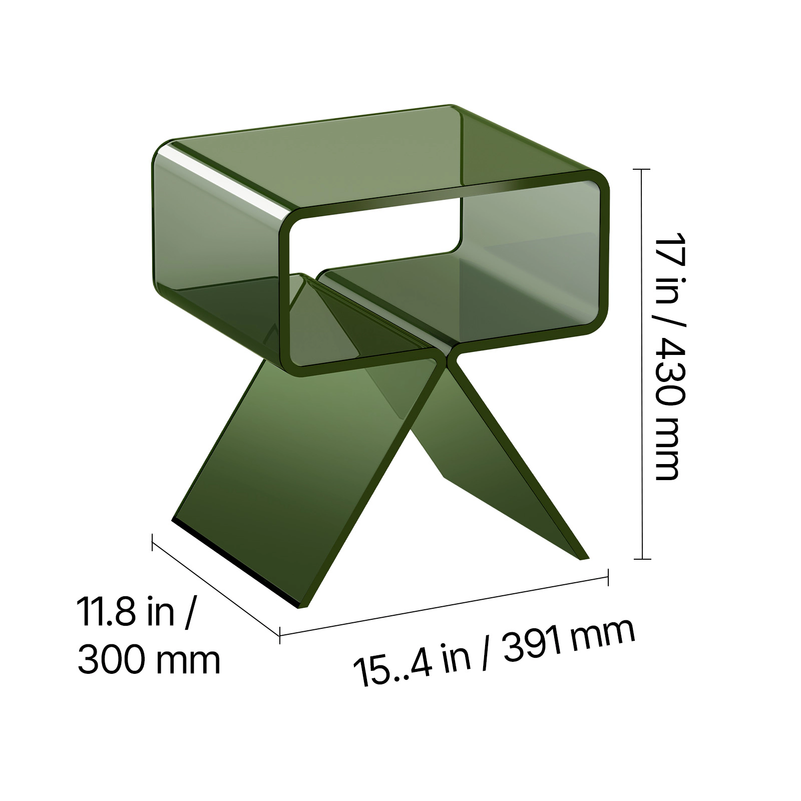 HONGGE Clear Acrylic Side End Table for Modern Desk