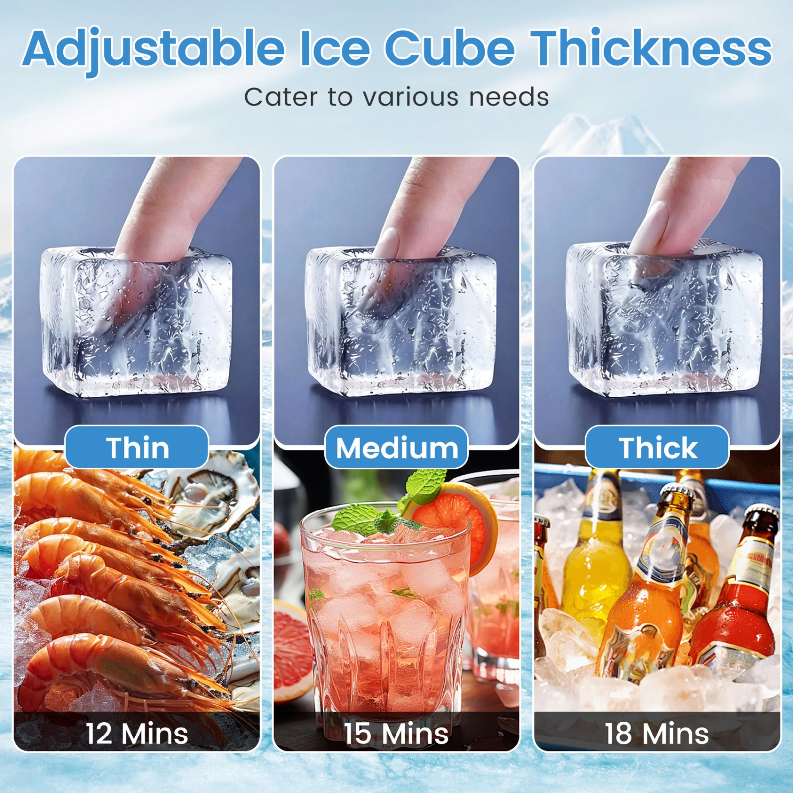 SUGIFT Silver Commercial Ice Maker with 110-lb Daily Output and 25-lb Storage Bin 13.78-in W 13.19-in D 28.15-in H