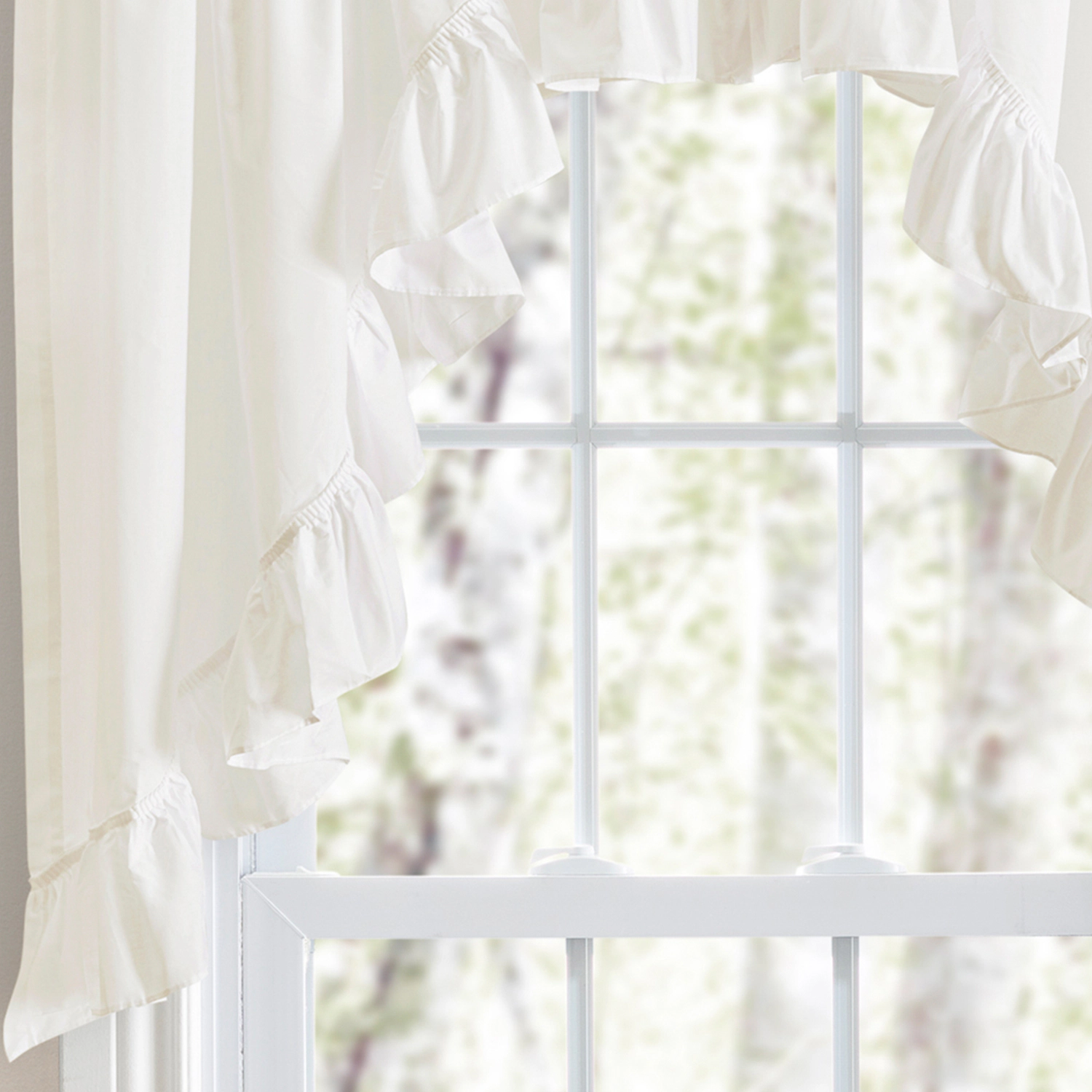 Ellis Curtain Polyester Cotton Classic Wide Ruffled 1.5" Rod Pocket Window Swag 84x63 Natural