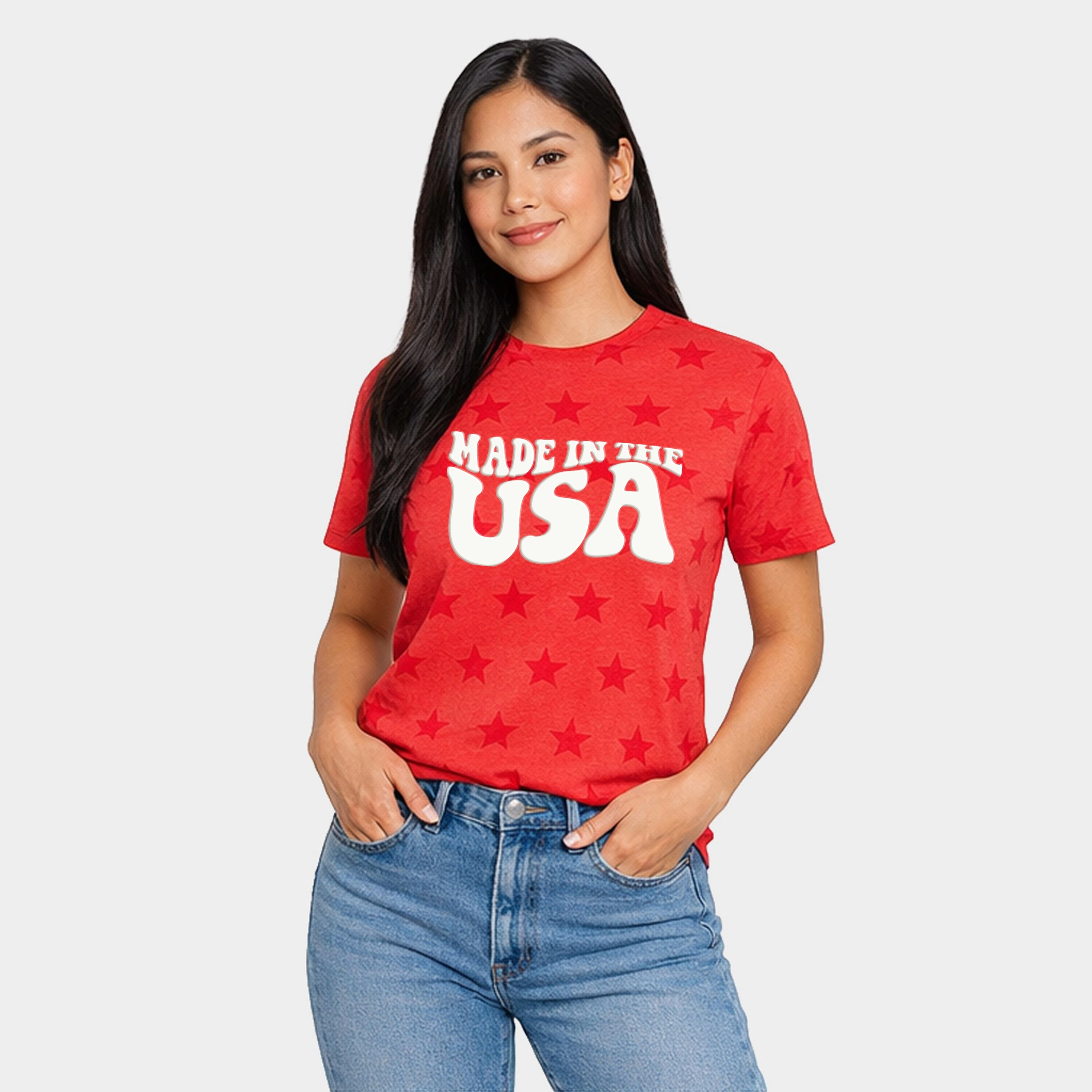 Simply Sage Market - Made The USA Puff Print Women's Short Sleeve Star Tee
