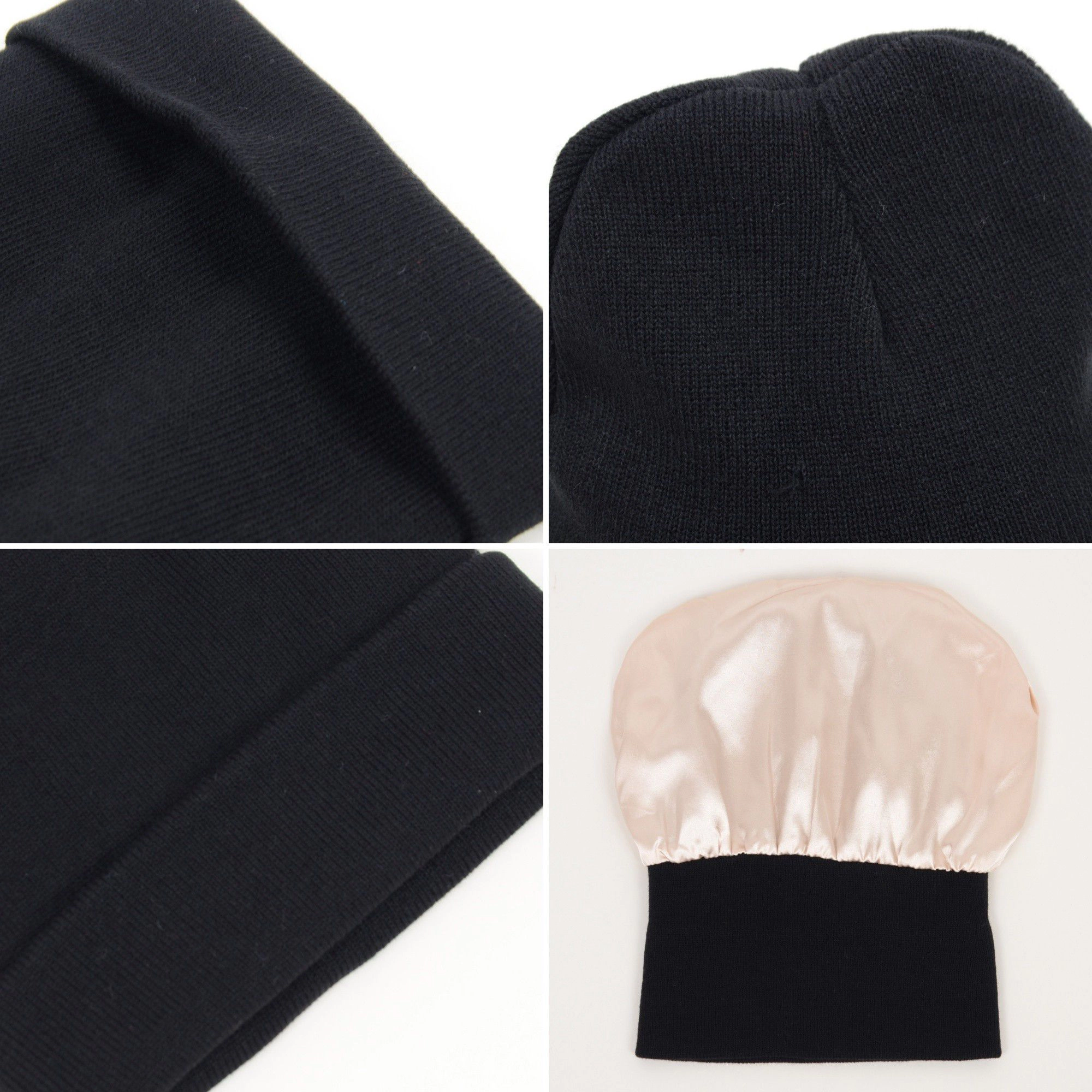 Anna-Kaci Women's Satin Lined Knit Beanie Hat with Folded Cuff for Hair Protection