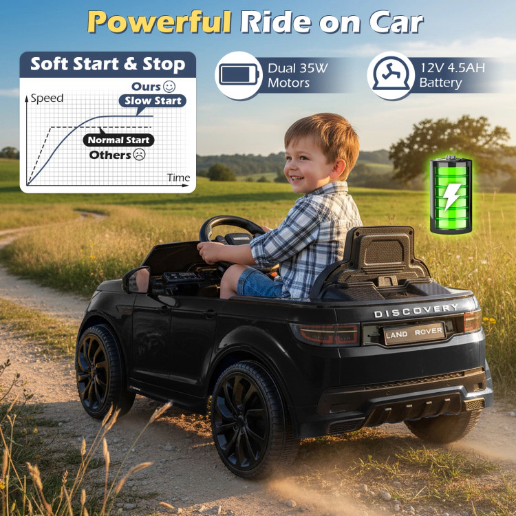 Hivvago 12V Kids Electric Car Licensed Land Rover with LED Lights, Music and Safety Belt
