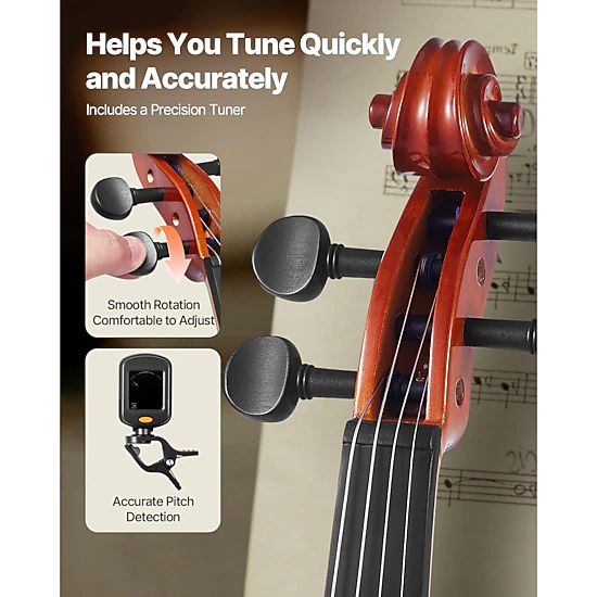 HONGGE Violin for Adults, Violin Fiddle Set for Beginners Student with Hard Case, Rosin, Bow, Shoulder Rest, Bridge
