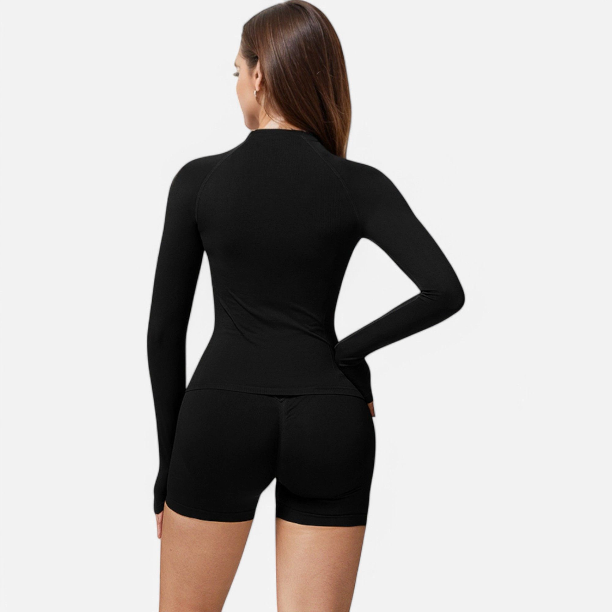 Anna-Kaci Women's Long Sleeve Fitted Crew Neck Top with Thumbhole Cuffs and Seam Detailing