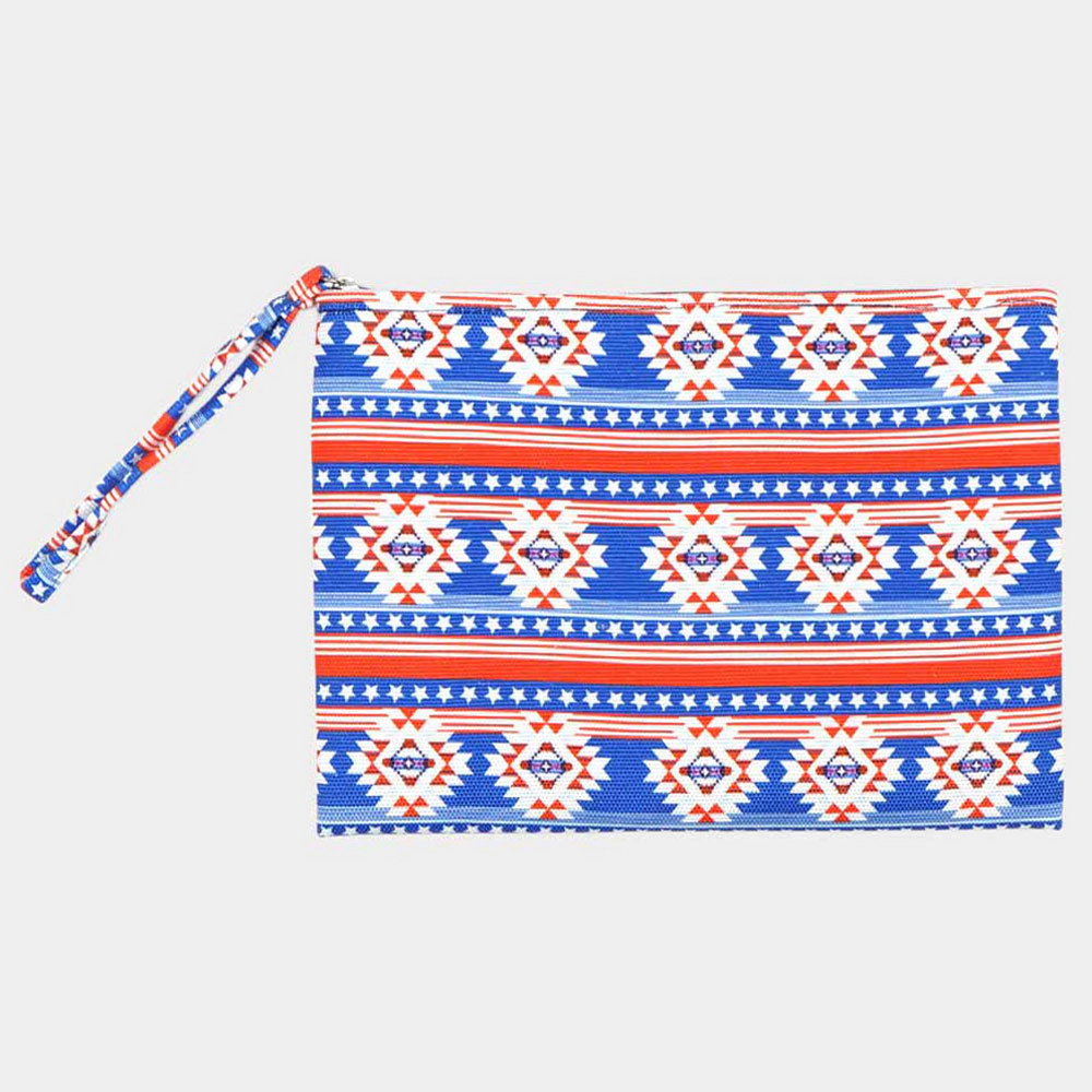 FASHNZFAB Star Stripe Aztec Pouch Clutch Bag