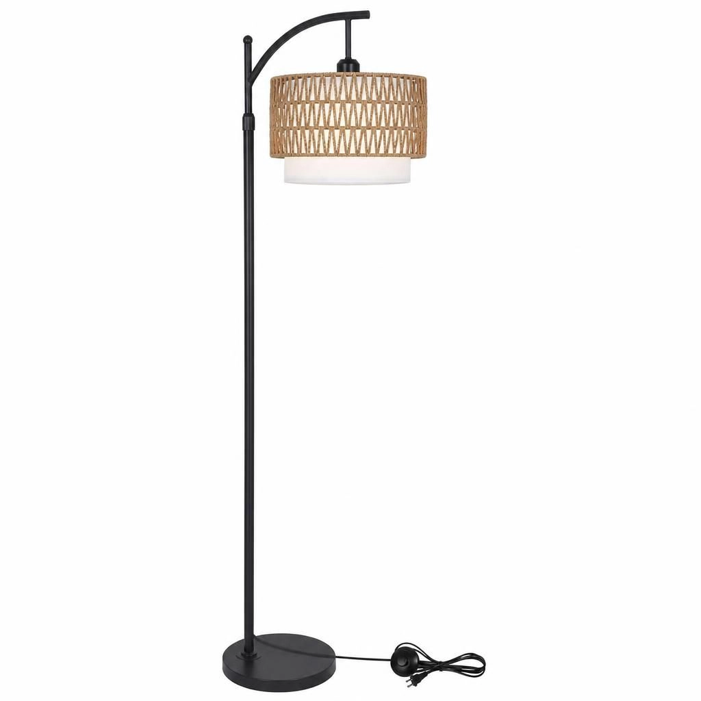 ELEMENT ACE Woven Rattan Metal Flush Mount Ceiling Light