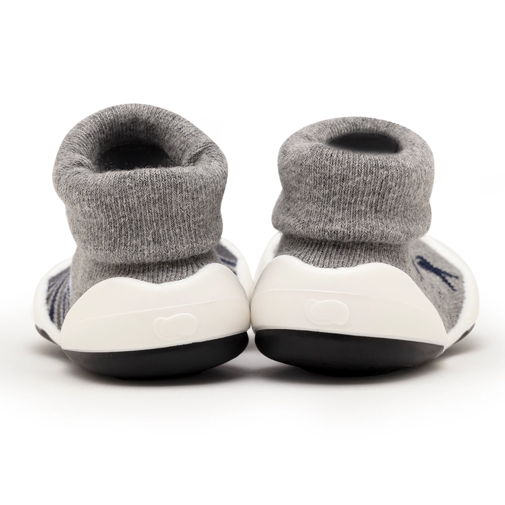 Komuello Toddler Girl Boy First Walk Sock Shoes Stars & Stripes - Grey