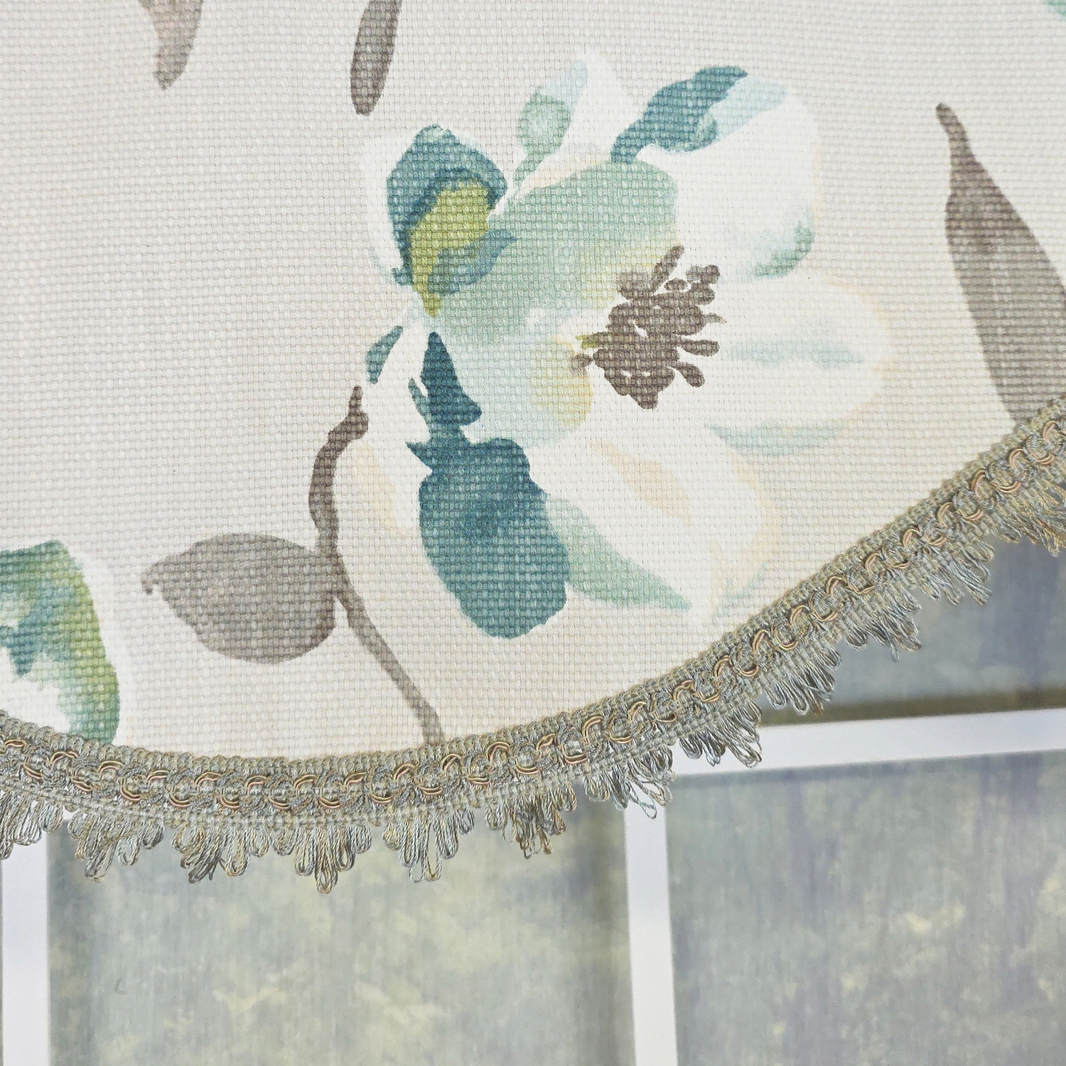 RLF Home 100% Cotton Elmina Trimmed Cornice Lined Window Valance 50 x 17 Turquoise