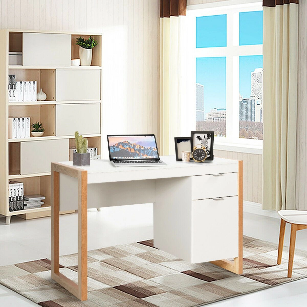 SlickBlue Computer Desk With Storage Drawer & Cabinet, 44 Inch