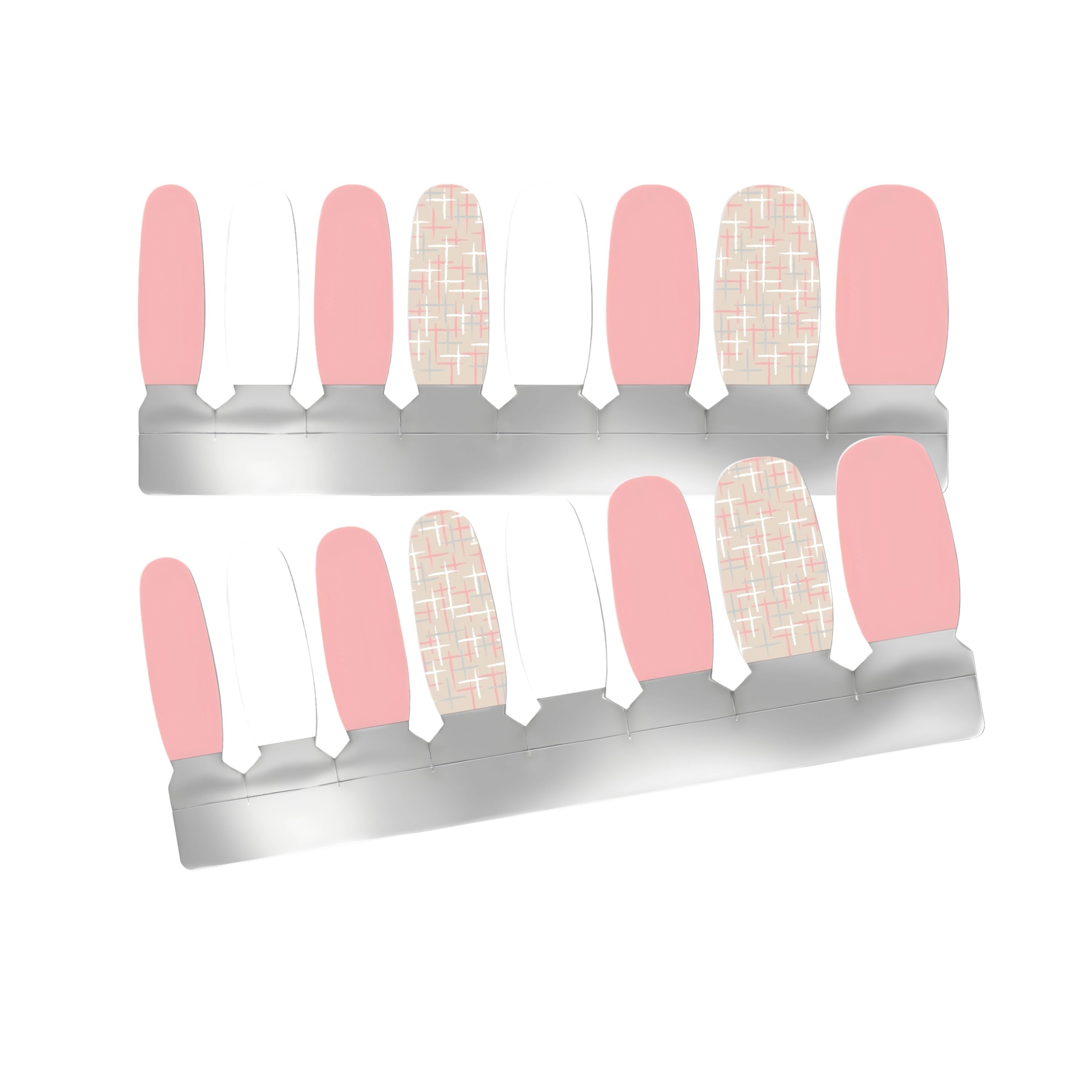 XPNail Women's 2-Pack Bundle of Nail Polish Strips Pink White Beige Mixed 16ct