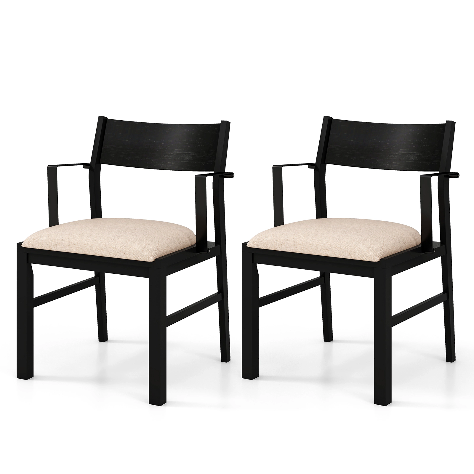 SUGIFT Dining Chair with Contoured Backrest and Padded Seat 400-lb Capacity 23.5-in Wide Set of 2 Beige