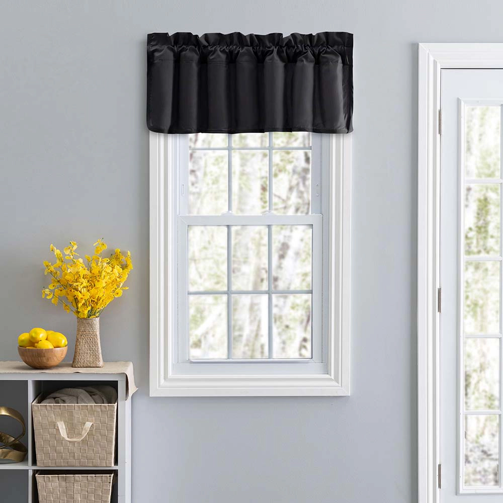 Ellis Stacey Solid Color Window 3" Rod Pocket High Quality Fabric Lined Filler Valance 42"x13" Black