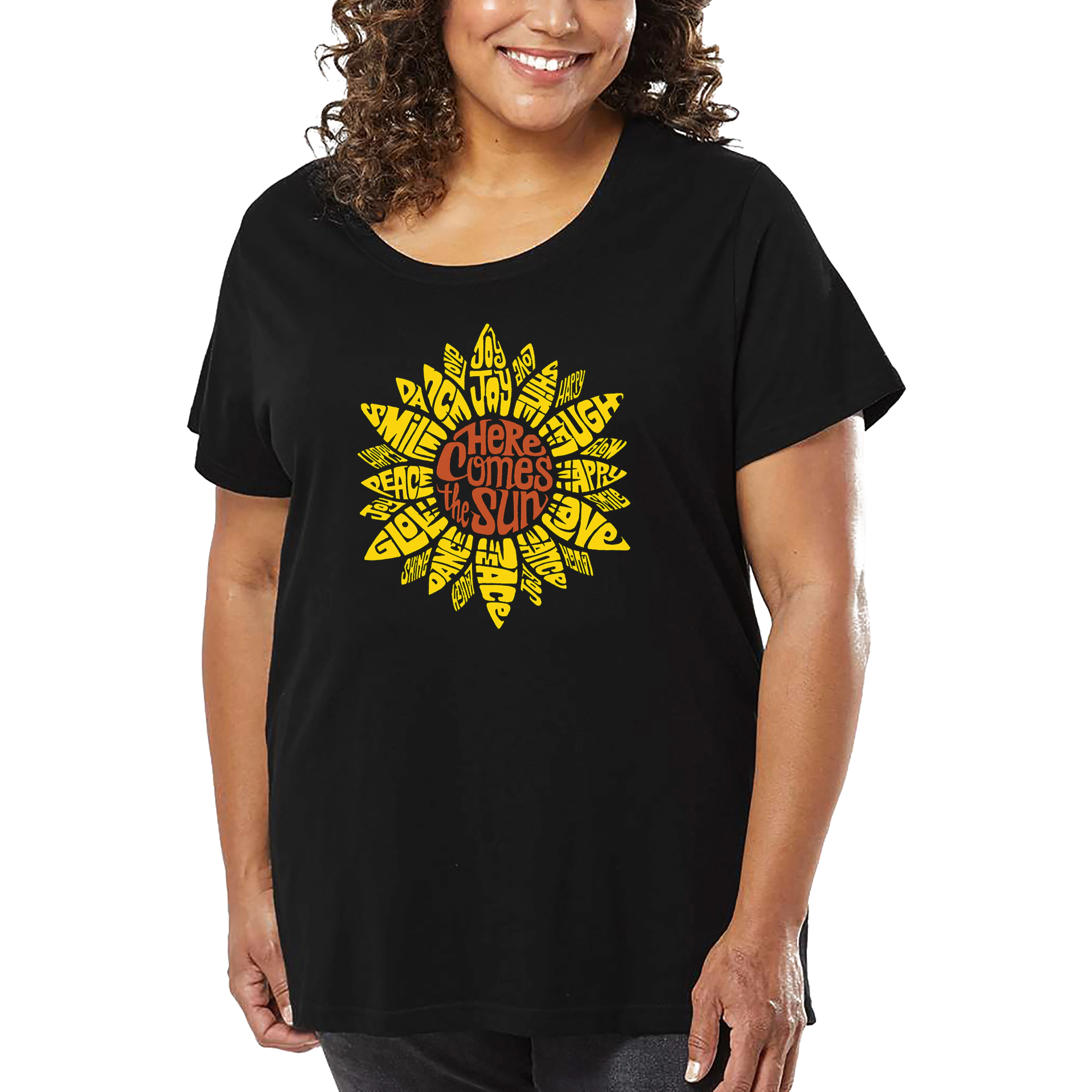 LA Pop Art Women's Plus Word T-Shirt - Sunflower