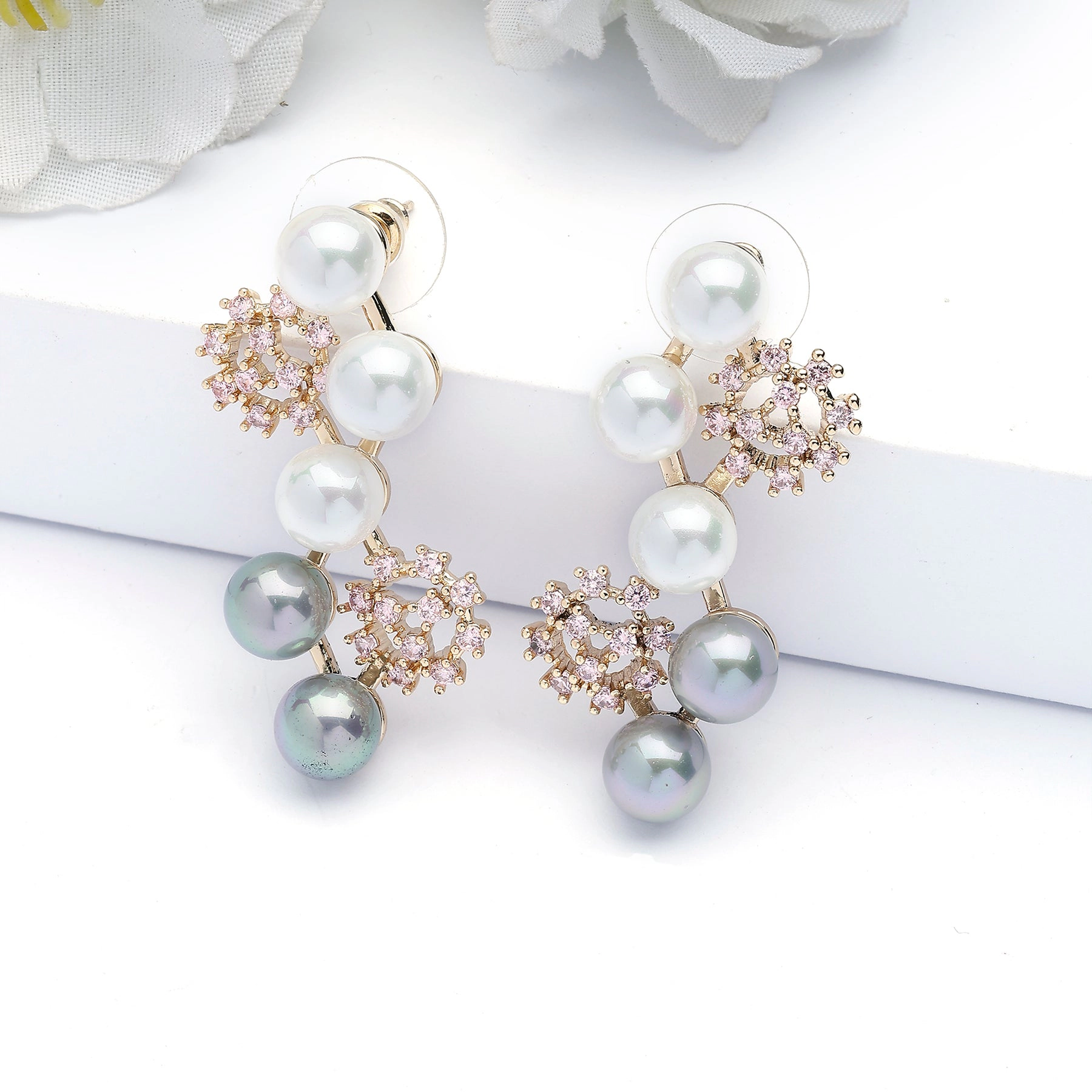 AGP PARIS Womens Cascading Snowflake Drop Earrings