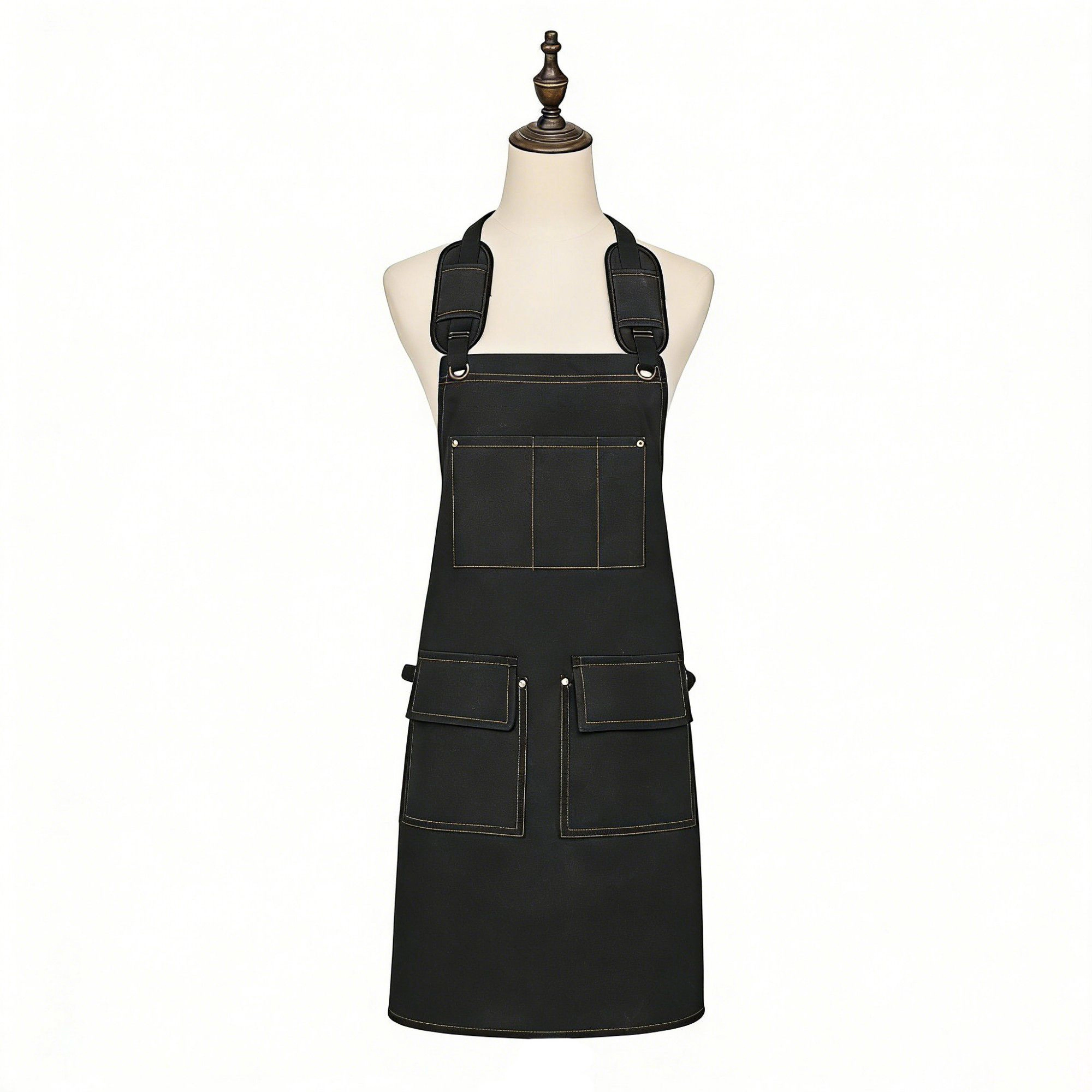 Alilang Unisex Cotton Kitchen Apron with Adjustable Cross Back Straps Multi Pocket Utility for Cooking Baking Craf