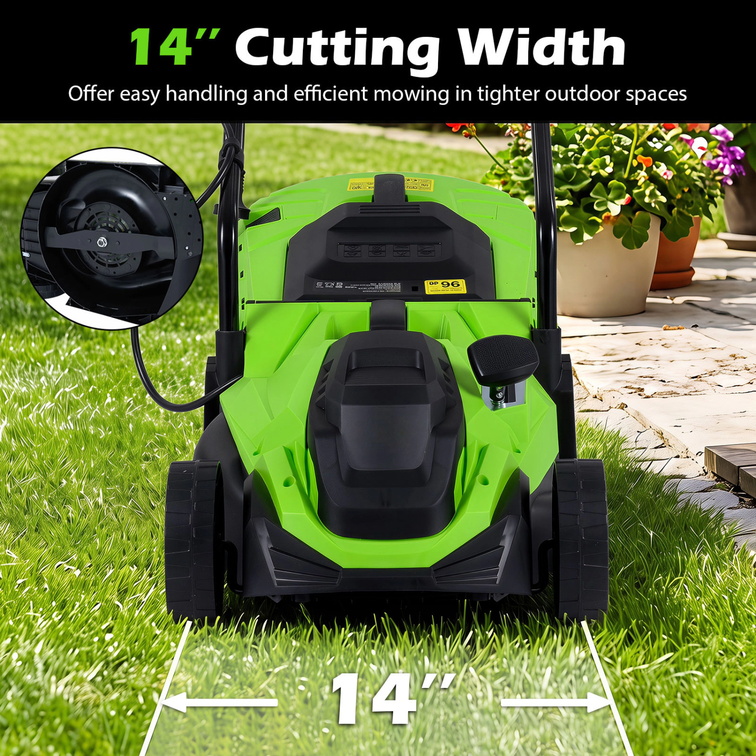 LJG -Inch 12-Amp Corded Electric Lawn Mower with -Position Height Adjustment