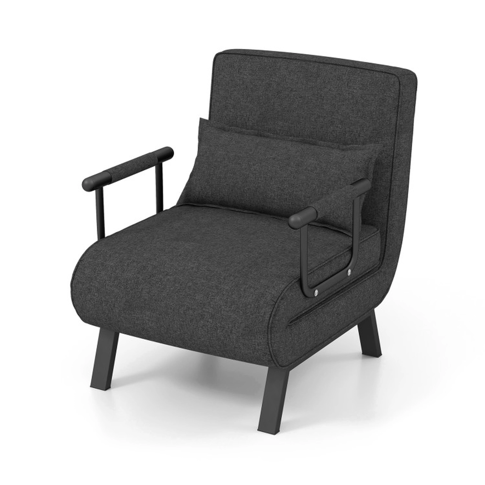 SUGIFT 3-in-1 6-Position Linen Convertible Sleeper Bed Armchair 72.5-in Long 330-lb Capacity 16-in Seat Height Gray