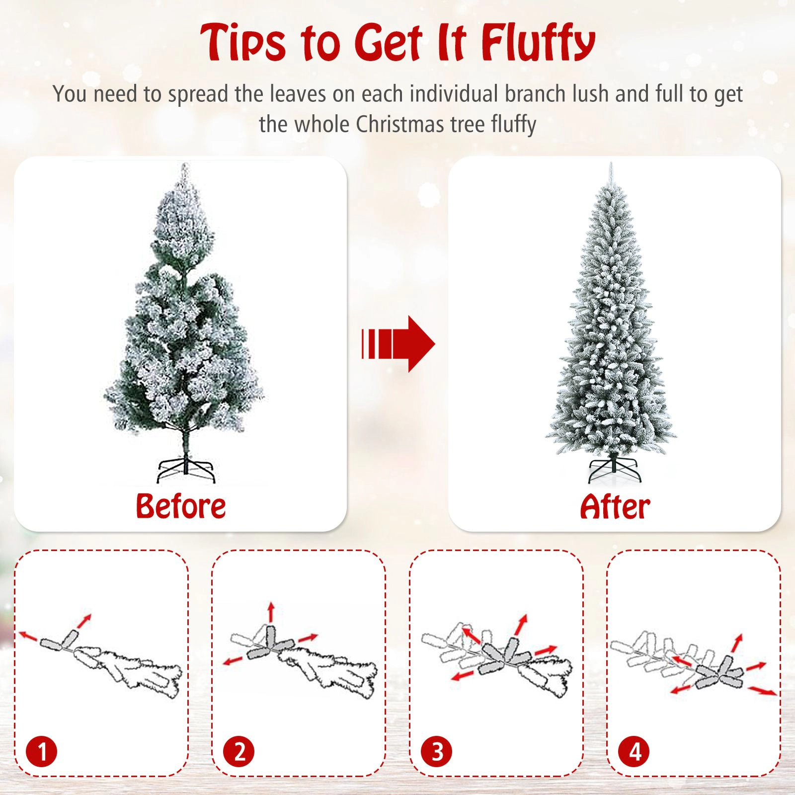 SlickBlue Narrow Holiday Tree with Snowy Branches for Indoor Seasonal Decoration